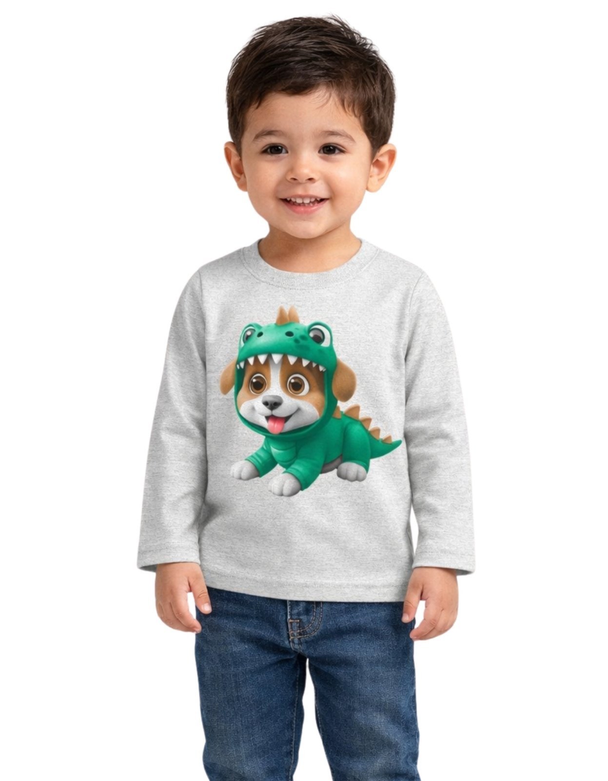 Vista 3 Infantil - Camiseta Manga Longa E Calça Kyly Cachorro Mescla White bege white Kyly bege white