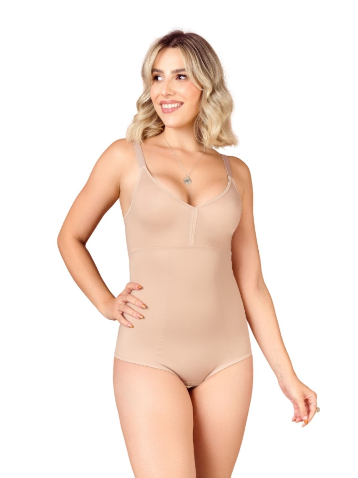 Cinta Body Modelador Sem Bojo Média Compressão Redutor de Medidas Shanty Lingerie Bege