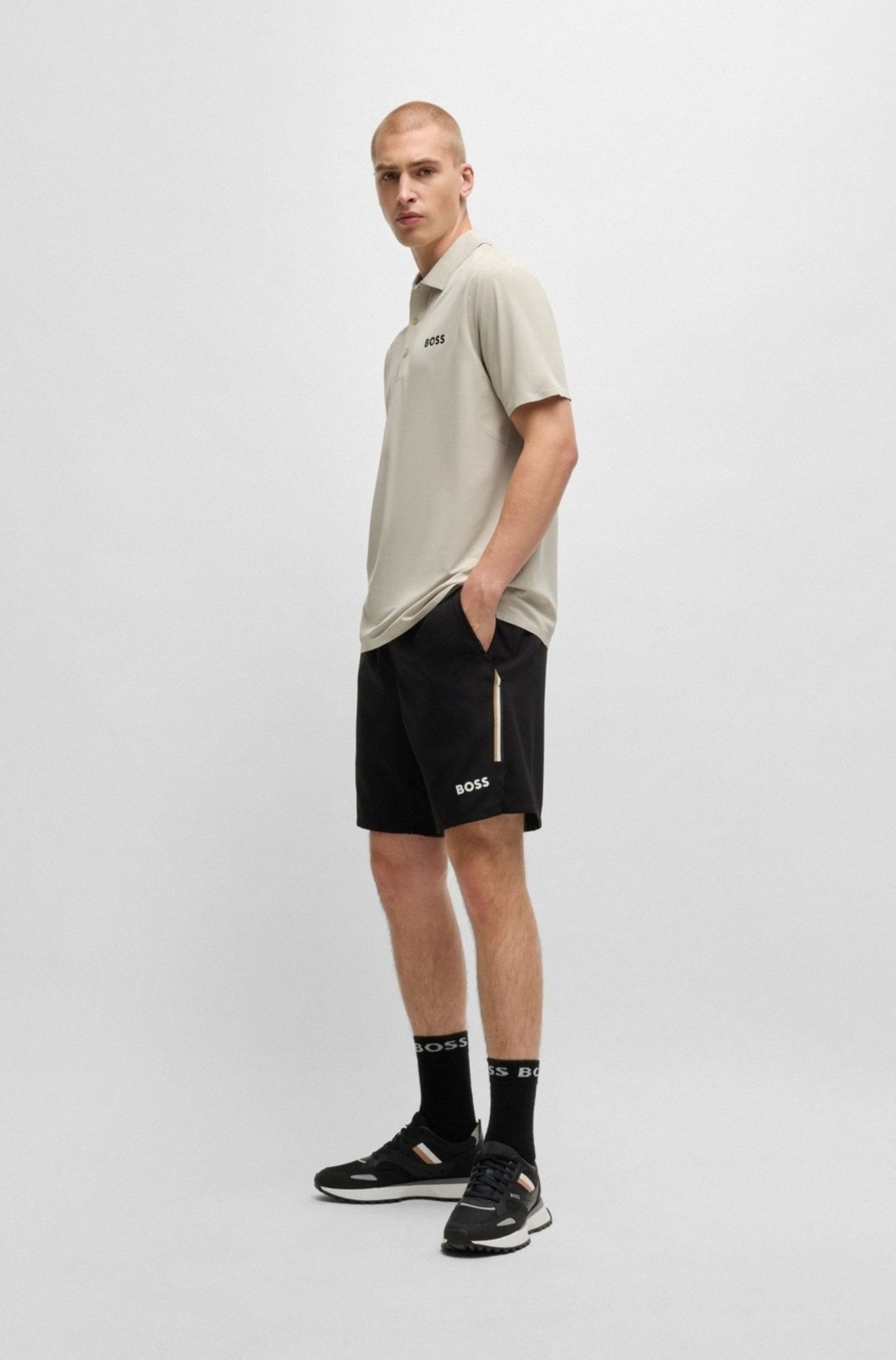 Vista 3 Polo Boss X Matteo Berrettini Slim Com Proteção Uv EP-XS bege Boss bege