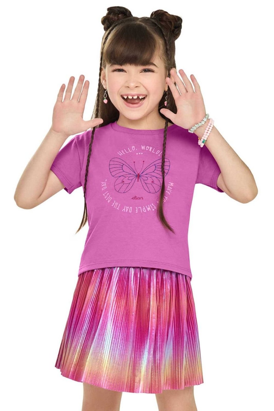 Infantil - Conjunto Menina Holográfico Elian Rosa