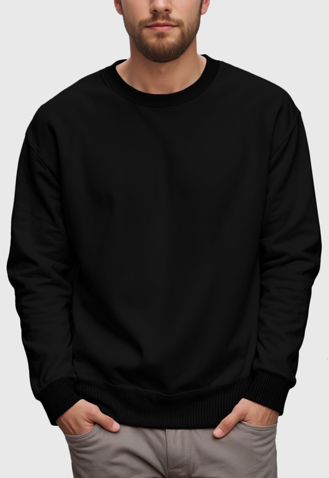 Vista 3 Conjunto Moletom Liso Gola Redonda e Calça Masculina Benellys preto Benellys preto