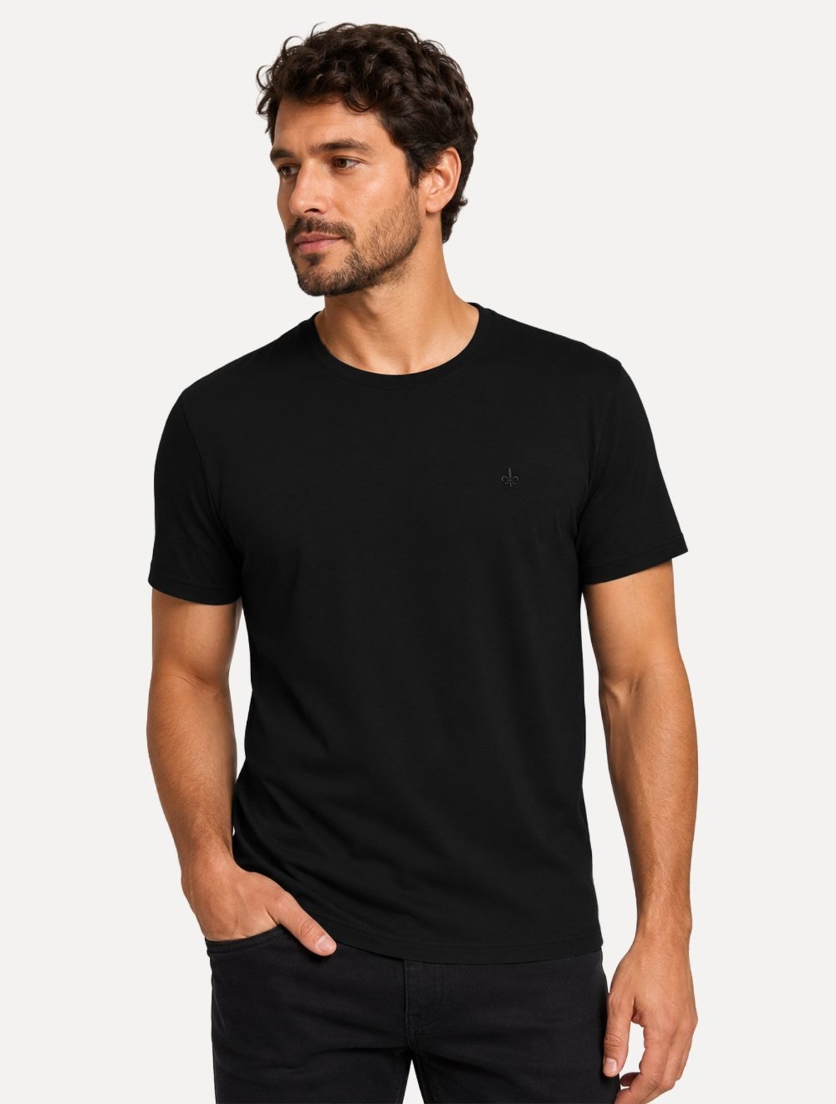 Camiseta Dudalina Masculina Essentials Modal Logo Preta