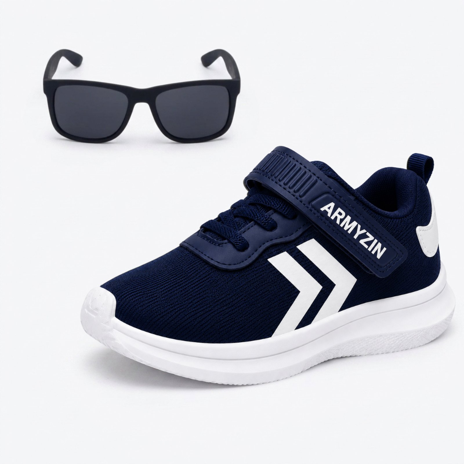 Infantil - Tênis Masculino Leve Confortável Macio Azul Marinho+ Oculos