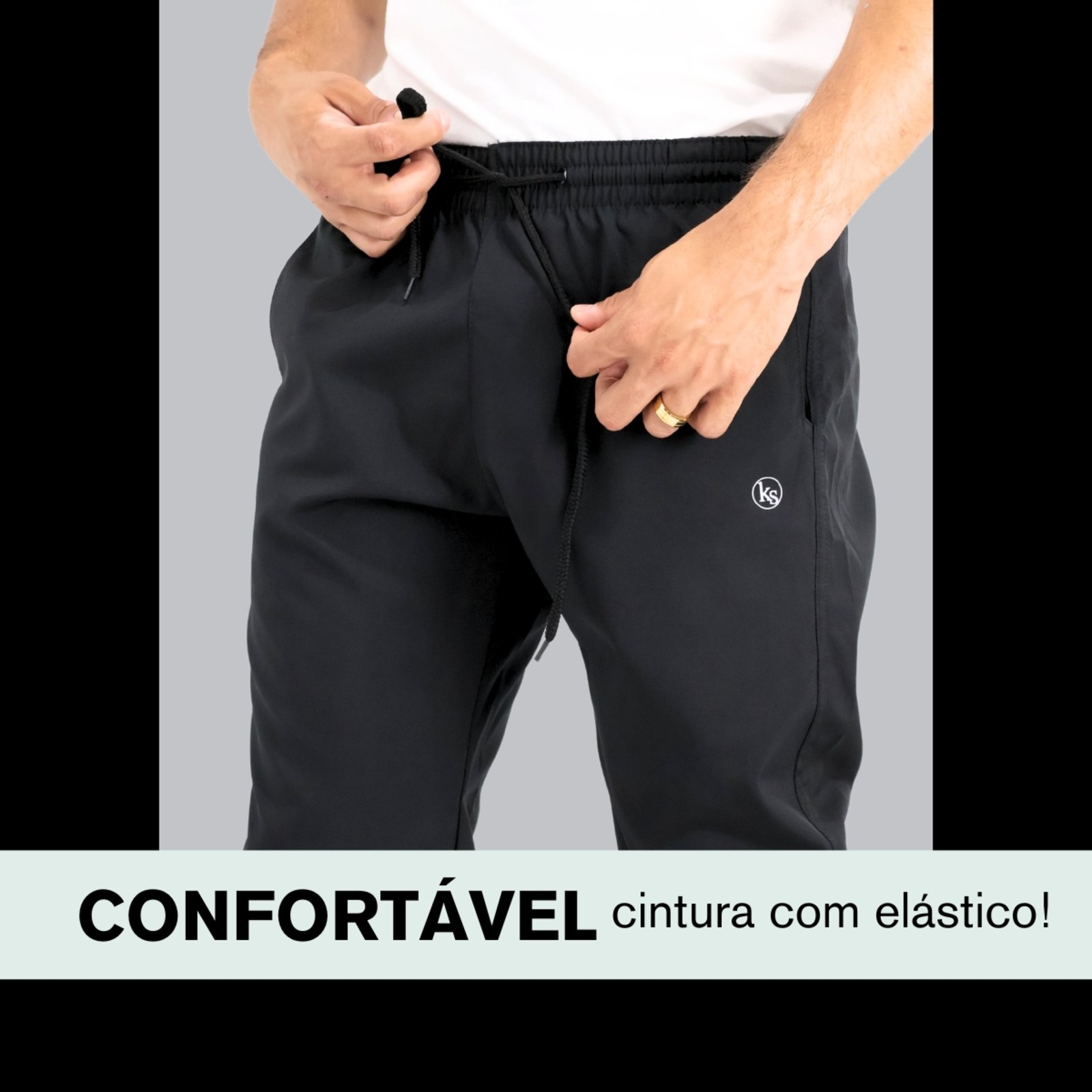 KIT 2 Calça Jogger KS Tactel Elastano Premium Casual Esporte