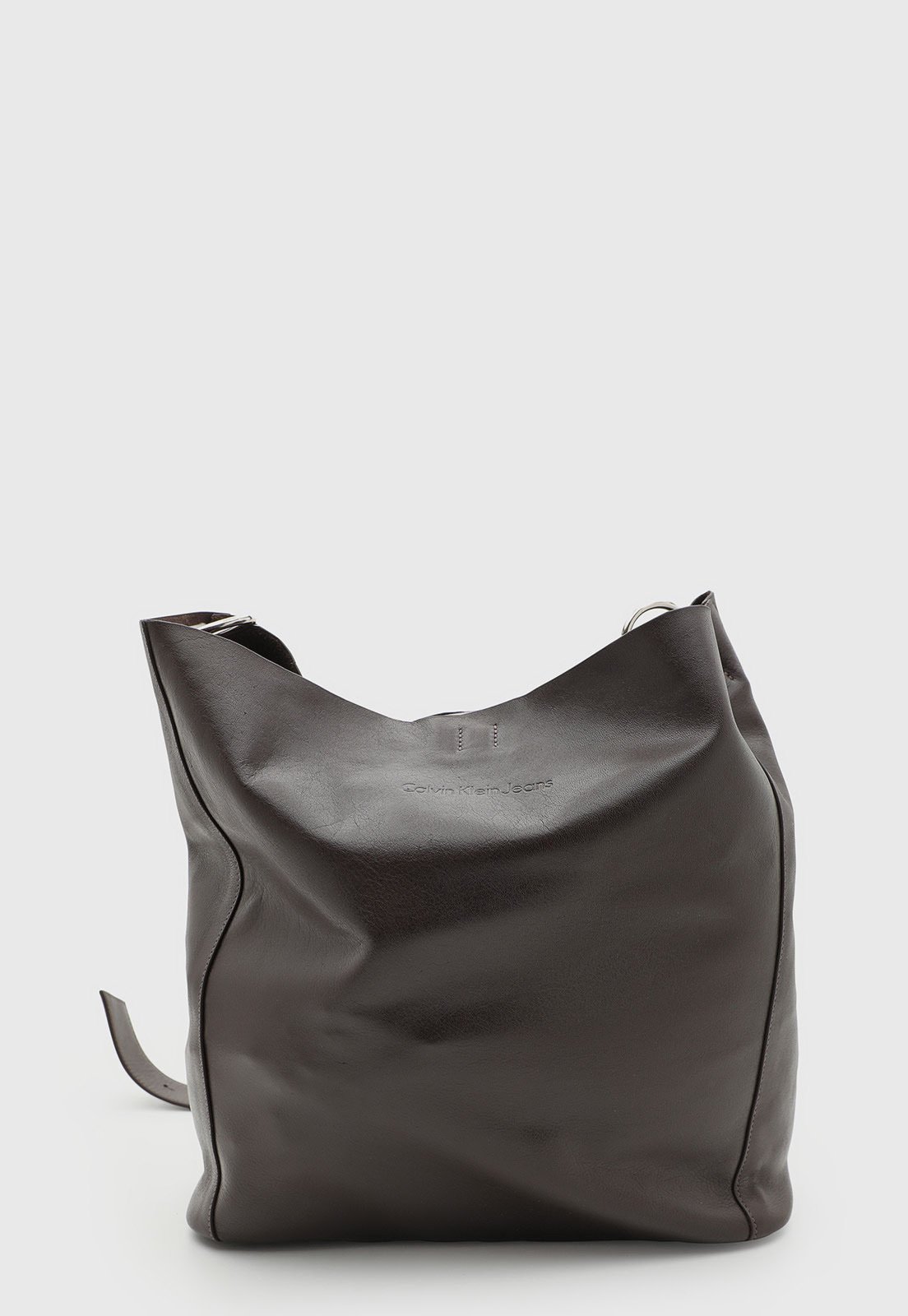 Bolsa Calvin Klein Couro Estruturada Marrom Escuro