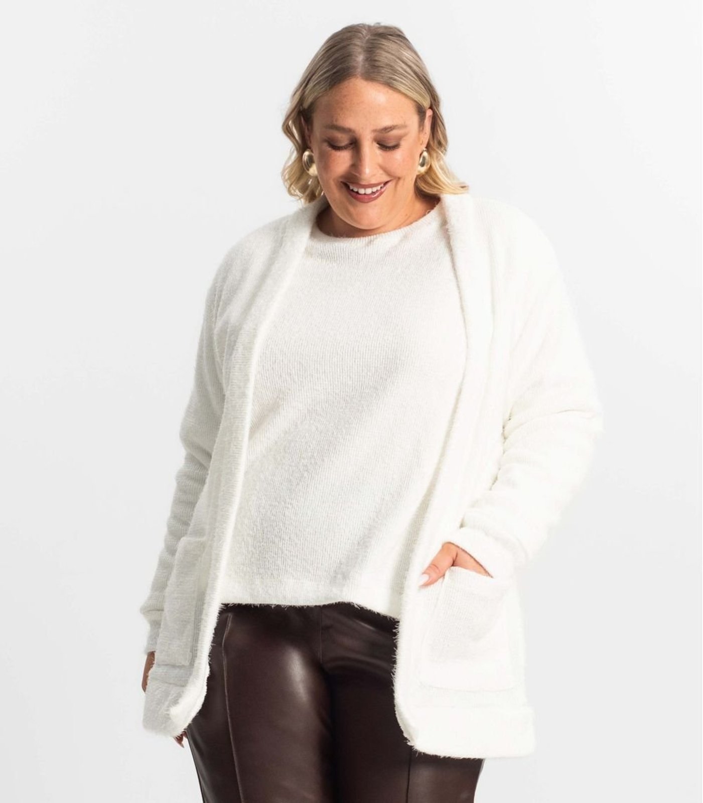 Vista 3 Cardigan Feminino Plus Size Em Tricot Secret Glam verde Secret Glam verde