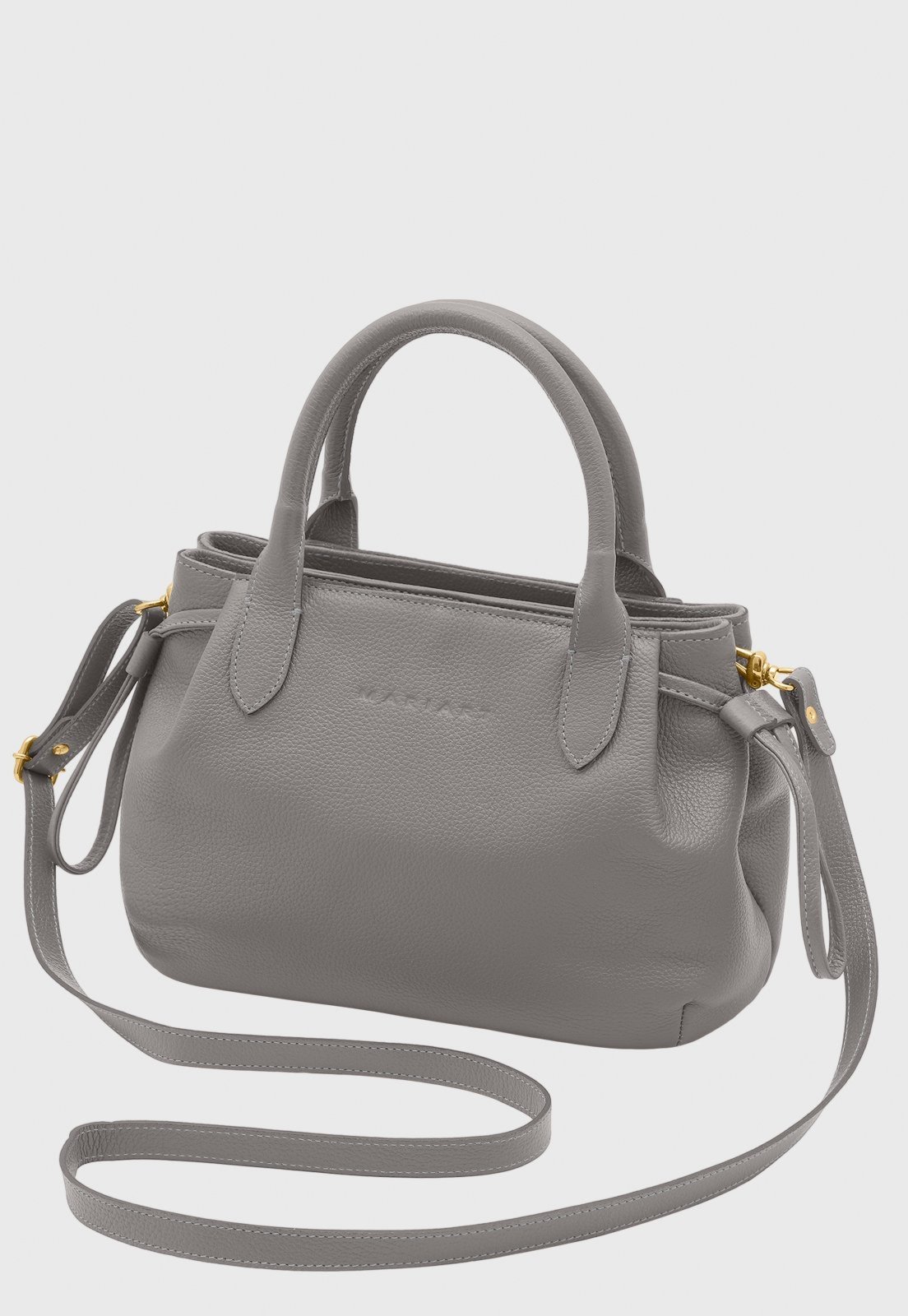 Bolsa Transversal de Couro Mariart Mini Capitólio Cinza