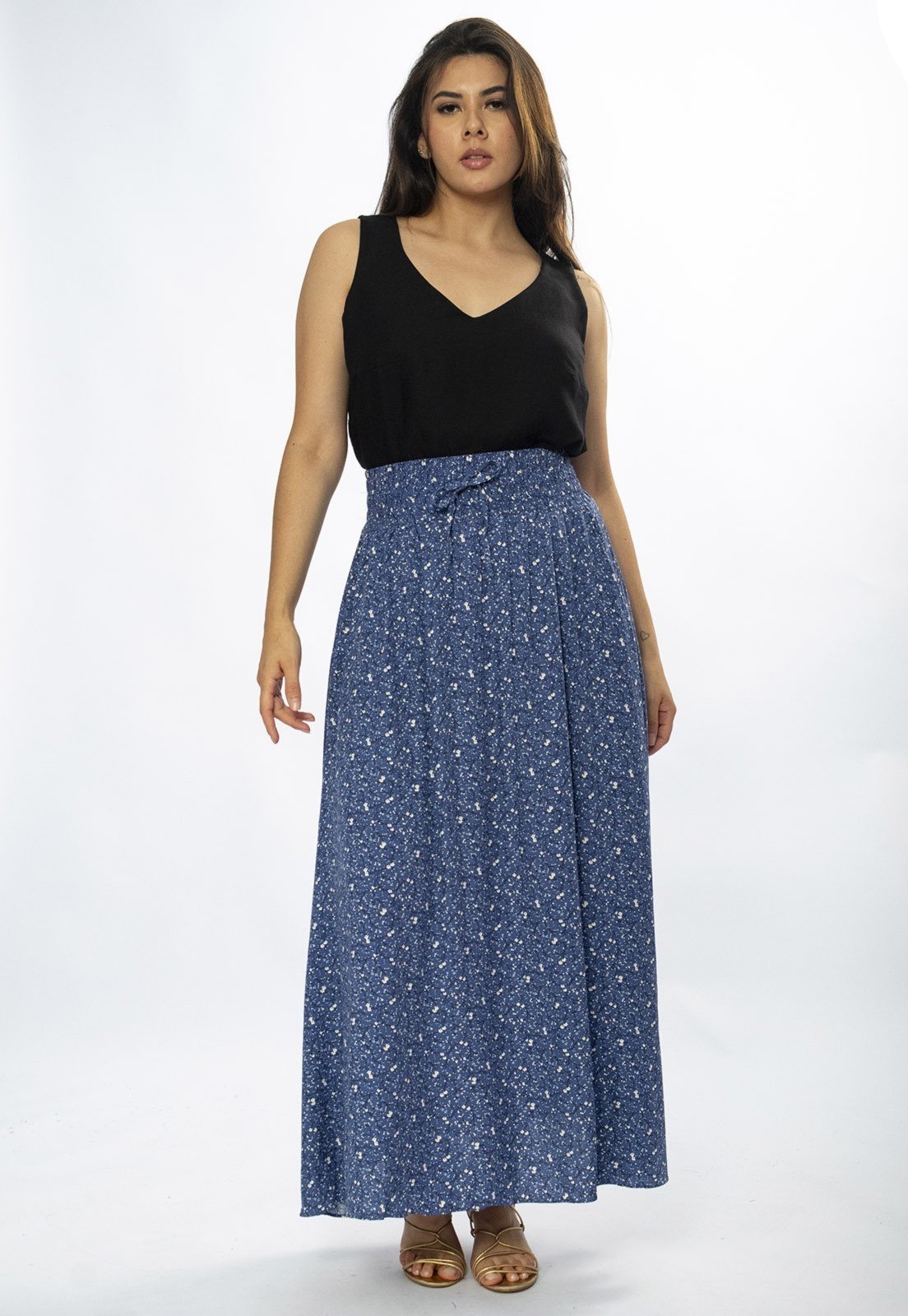 Saia Longa Cabanafree Viscose Blue Garden