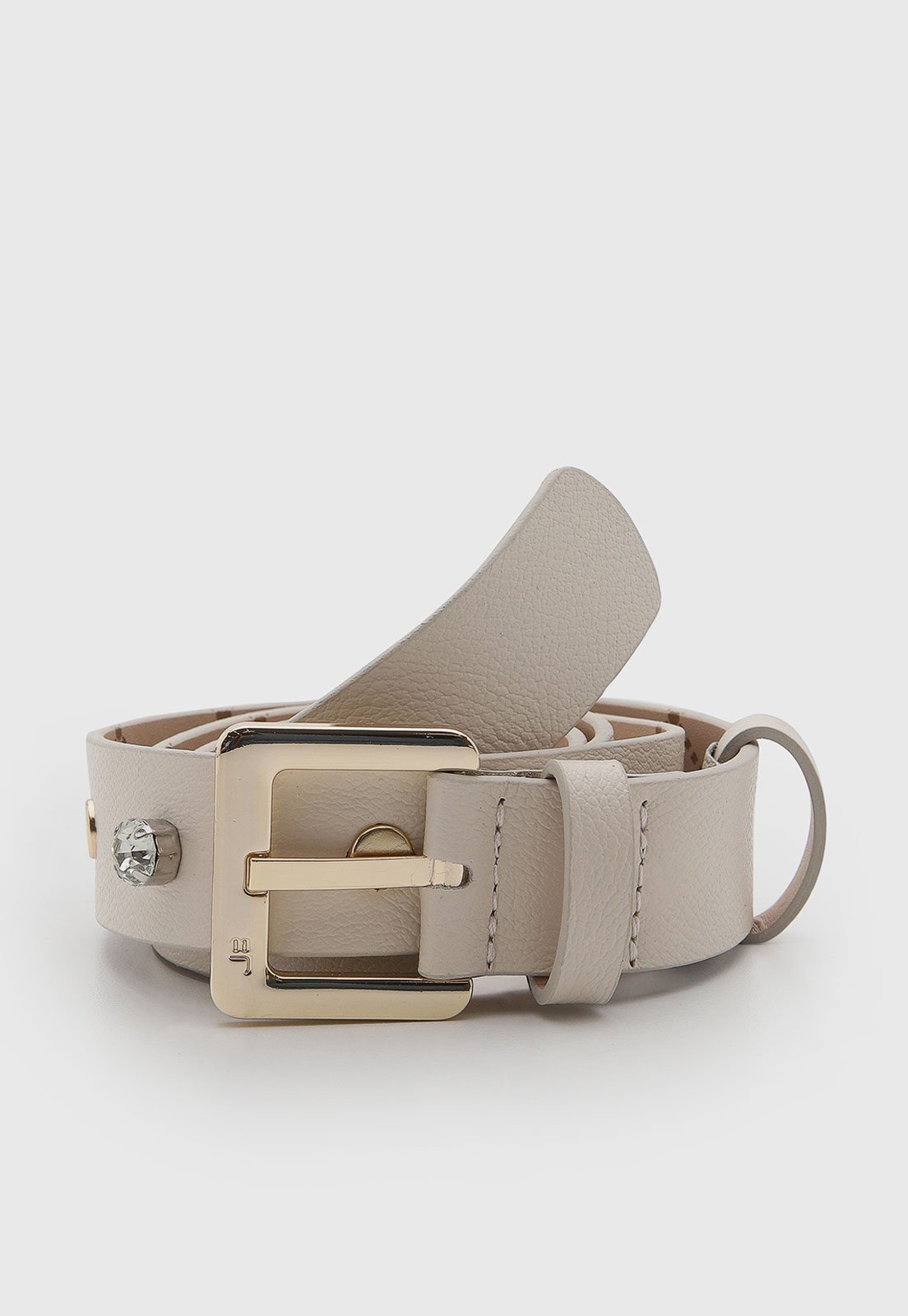 Cinto Feminino Jorge Bischoff Couro Fivela Metálica Off-White