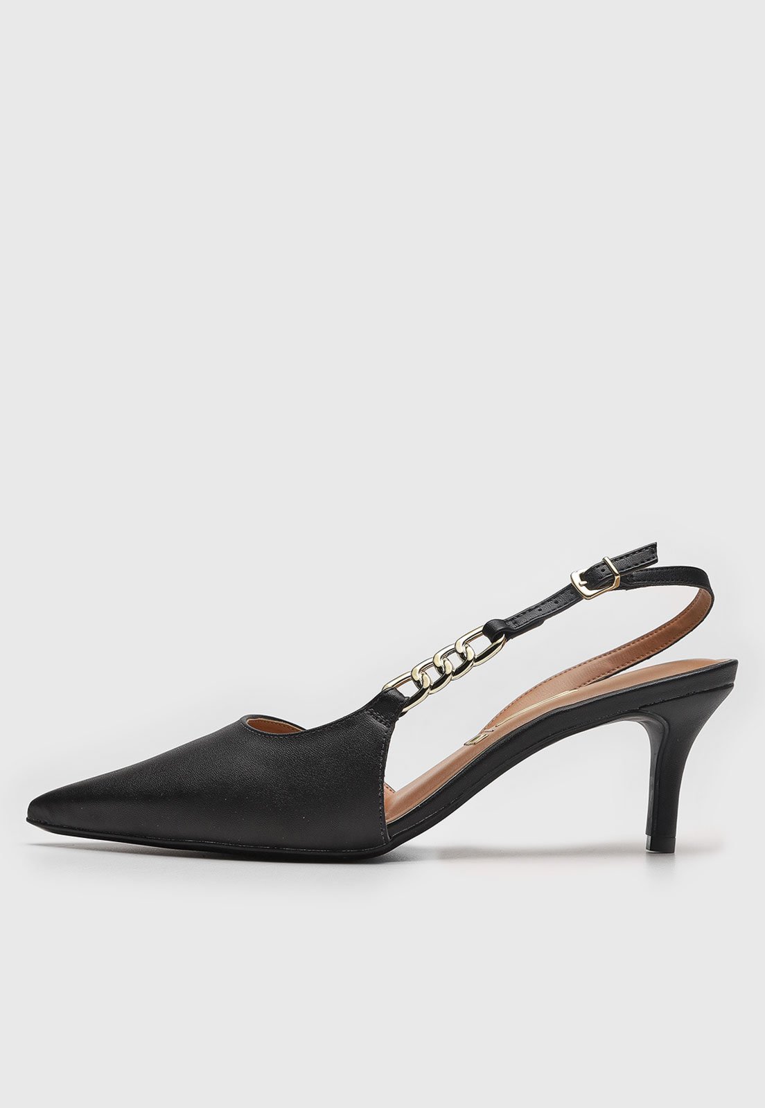 Scarpin Feminino Vizzano Salto Baixo Corrente Preto