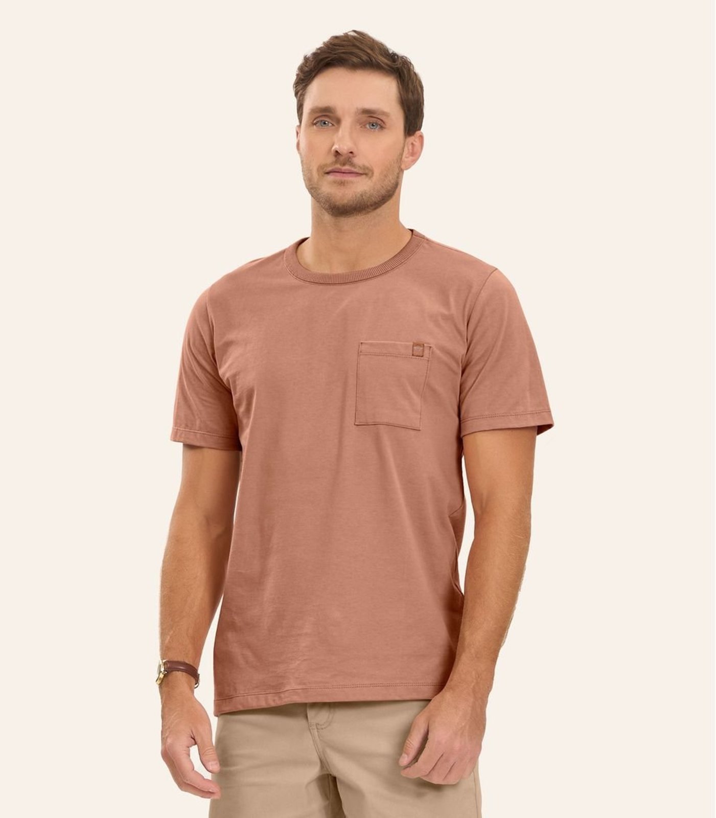 Camiseta Meia Malha Masculina Diametro Marrom