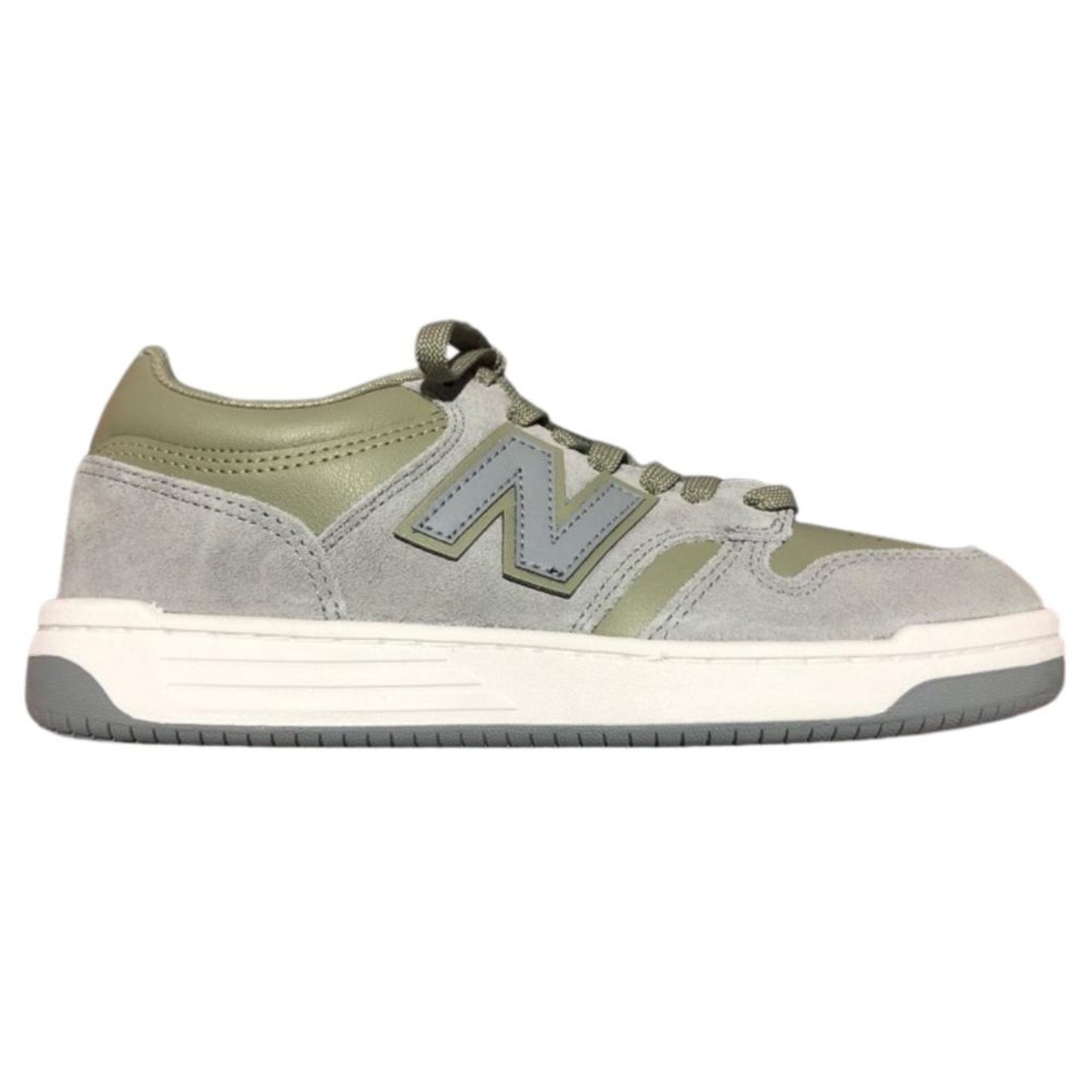 Vista 2 Tênis New Balance 480 Low Masculino - Cinza/verde Musgo cinza verde New Balance cinza verde