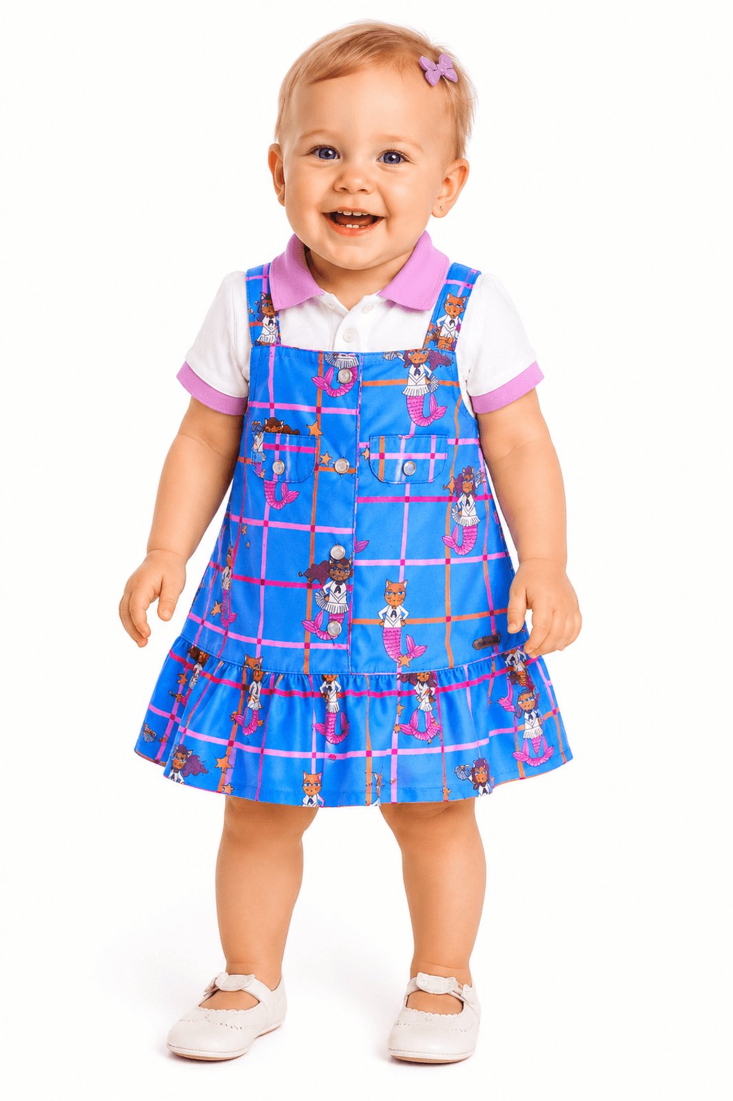 Infantil - Salopete Menina Animadoras Subaquáticas Alphabeto Azul