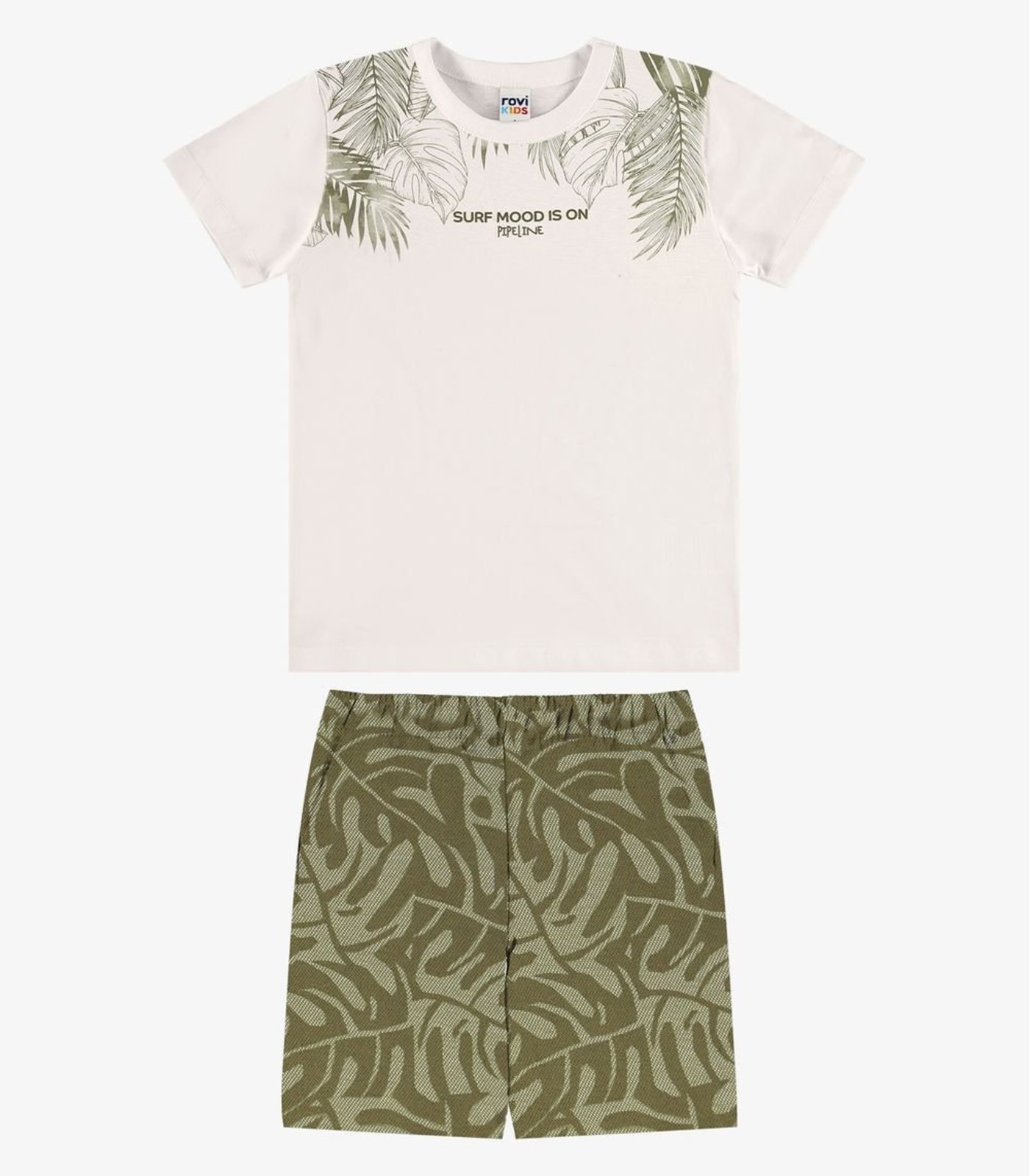 Infantil - Conjunto Camiseta Com Bermuda Rovi Bege