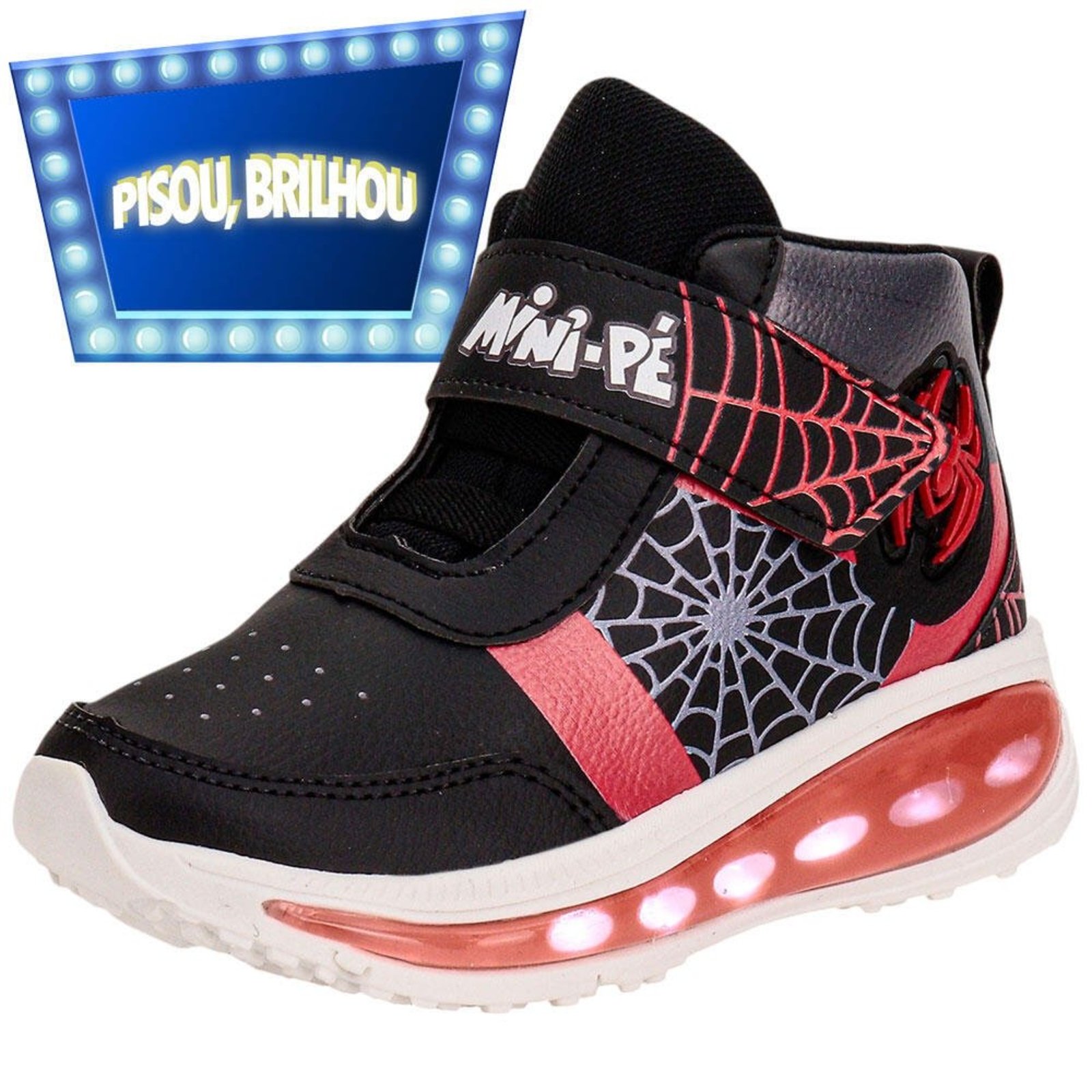 Infantil - Tênis Led Cano Alto Minipé Mp2612 3332612 Preto