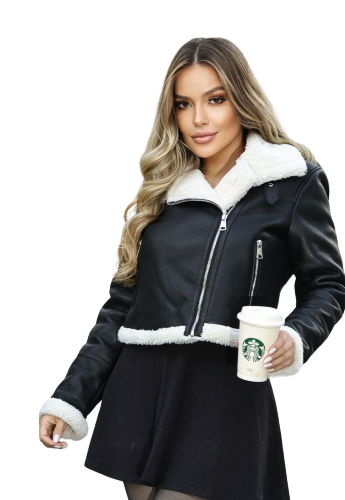 Jaqueta Premium Forrada P.U. Slim Sherpa Inverno Elegante Berlim Preto