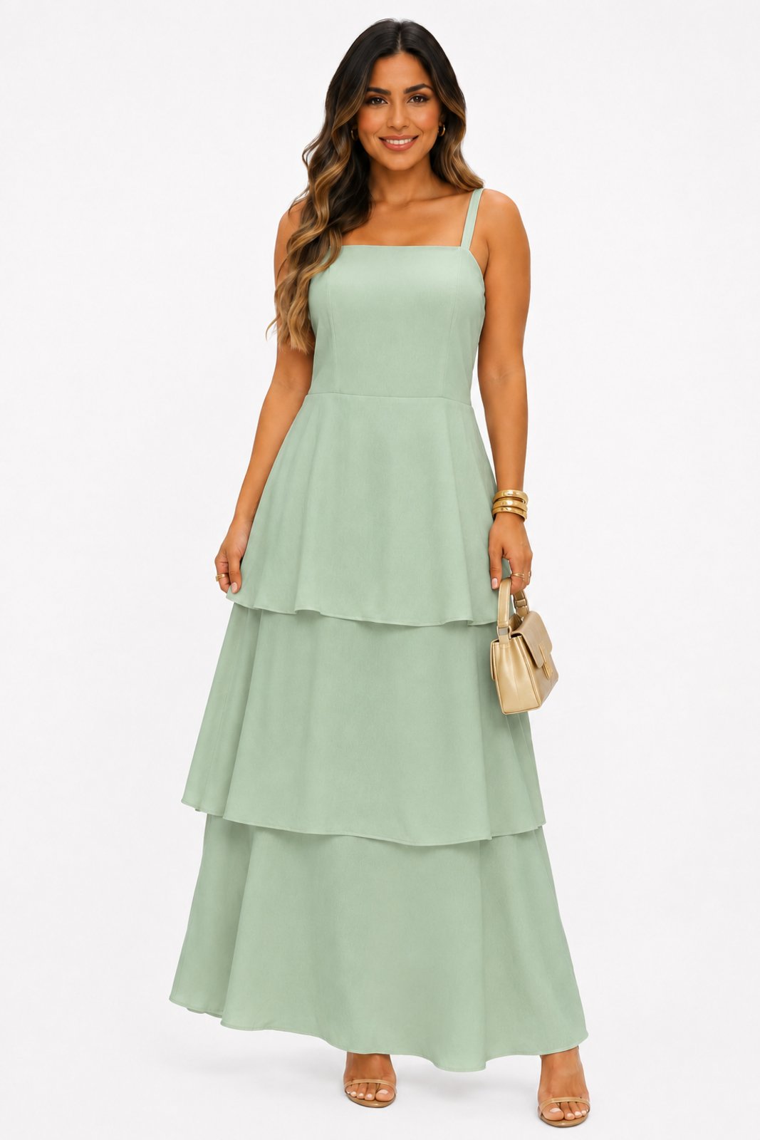 Vestido Alcinha Longo D Bell Outlet Três Marias Verde Claro