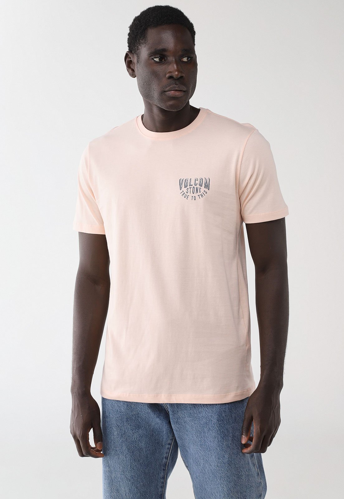 Camiseta Masculina Volcom Silk MC Stone True To This Rosa