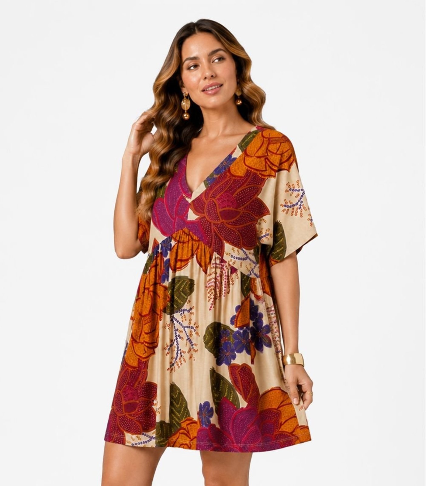 Vestido Feminino Com Decote Em V Infinita Cor Bege