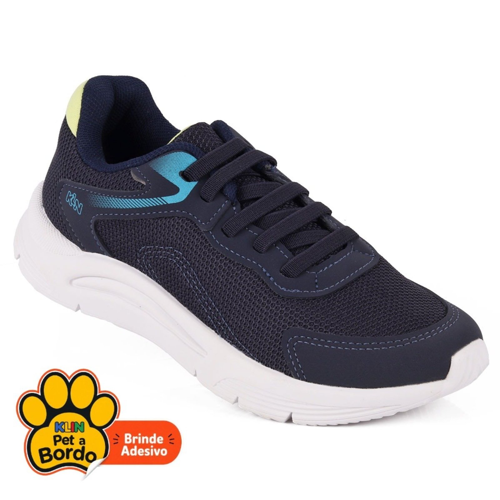 Infantil - Tênis Klin New Sport Escolar Azul Marinho – Cadarço Elástico e Super Leve