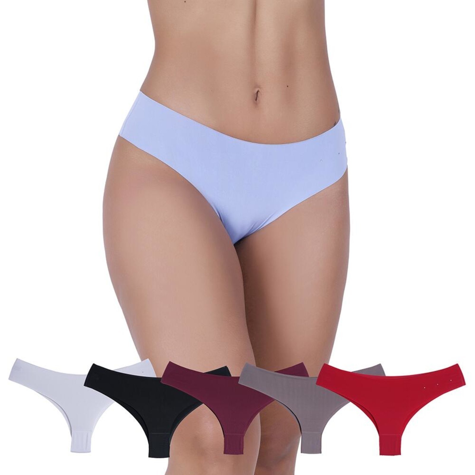 Vista 2 Kit 5 Calcinhas Nua Sem Costura Microfibra Concept Lingerie multicolorido Concept Lingerie multicolorido