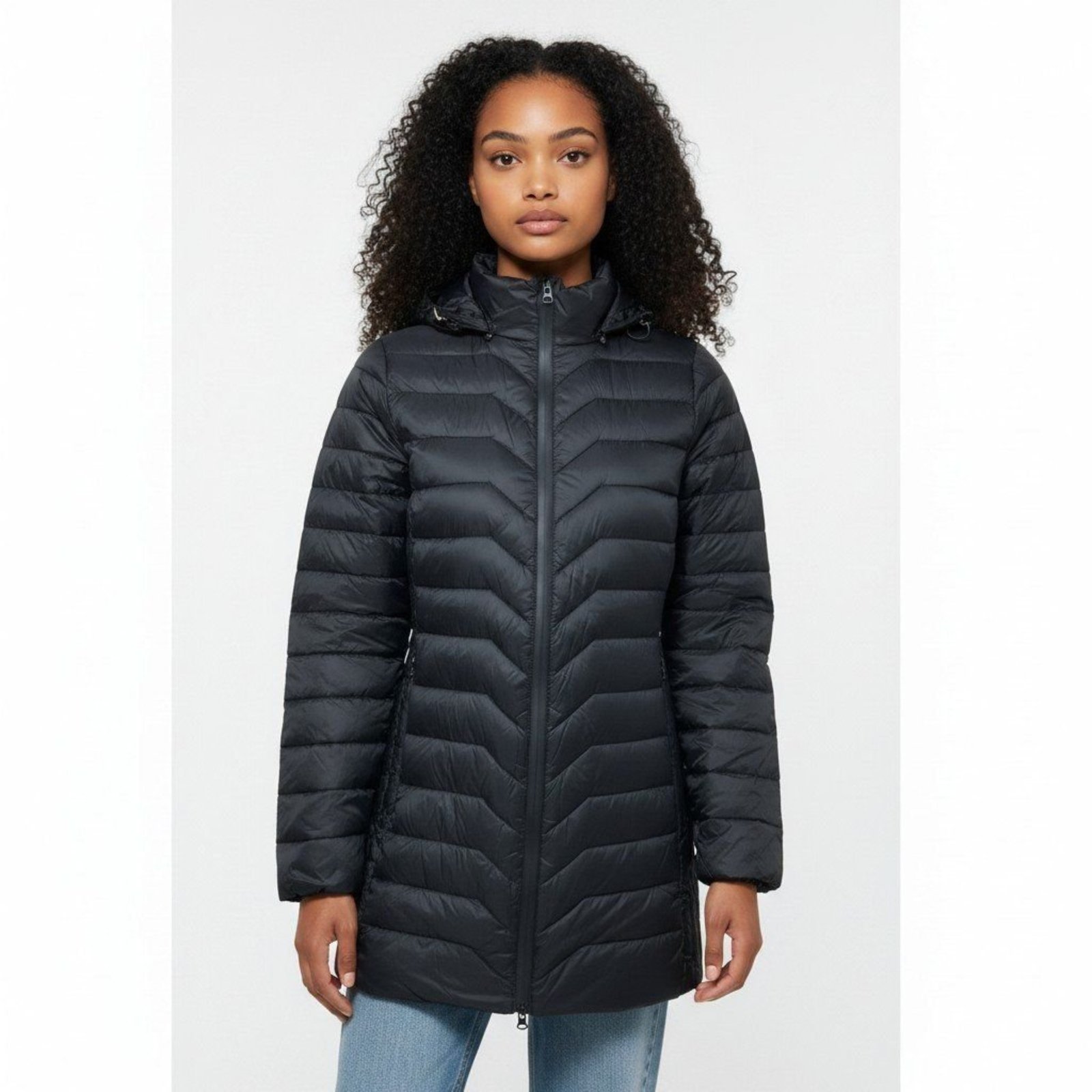 Casaco Feminino Pluma de Pato Alpelo Pesponto Preto 20500057 - Preto - Alpelo