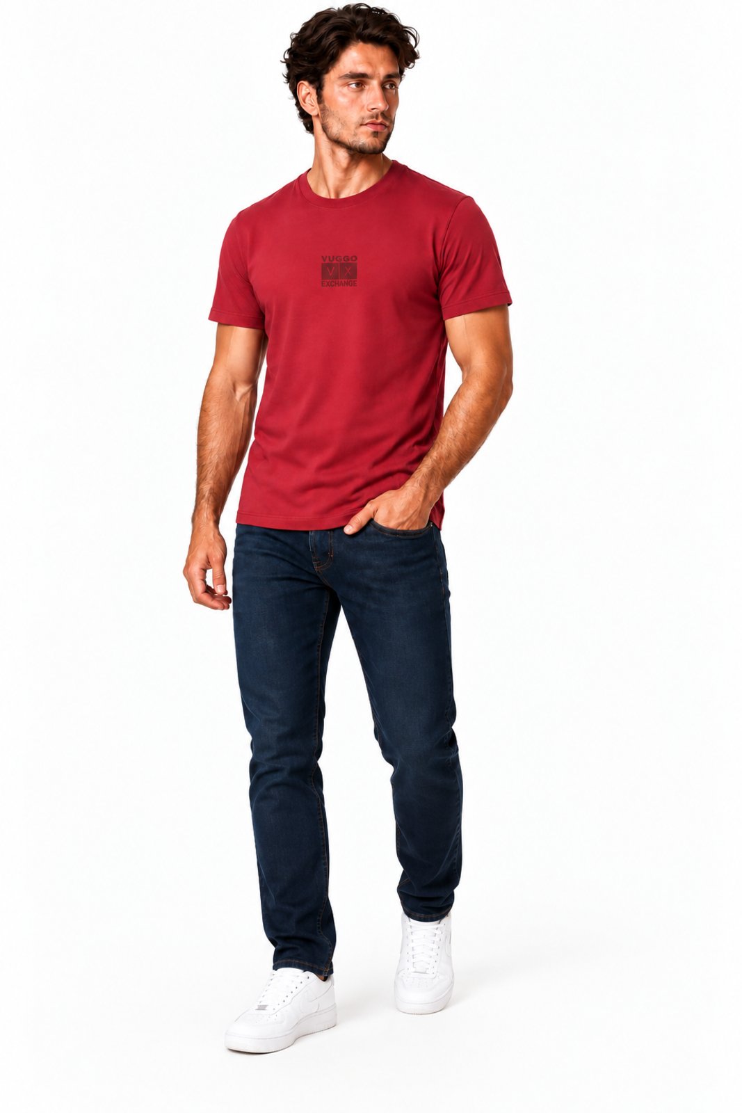 Camiseta Masculina D Bell Outlet Fashion Algodão com Elastano Vermelho