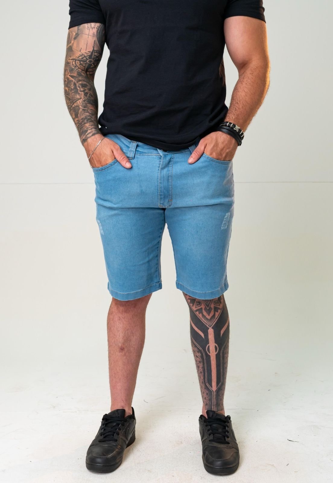 Bermuda Jeans Masculina Yellow Jeans Confortável Estiloso Lavagem Clara