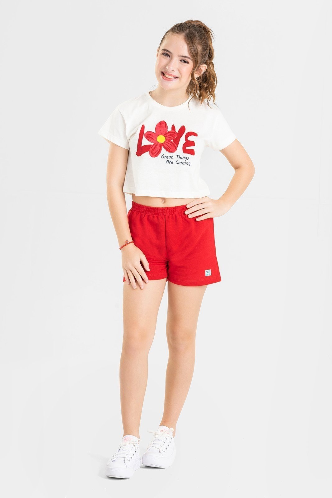 Infantil - Conjunto Juvenil Verão Feminino Love Flower
