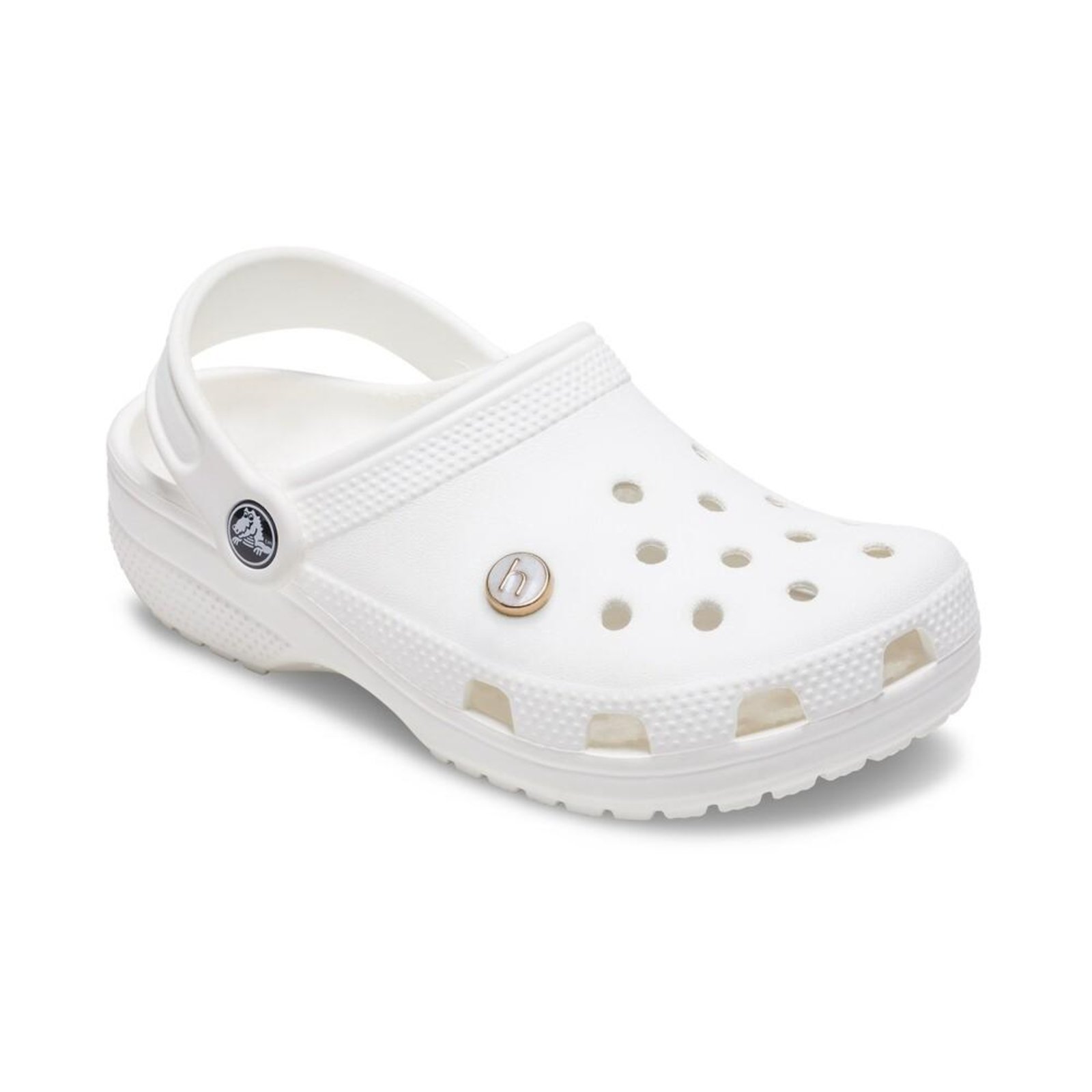 Vista 3 Infantil - Jibbitz™ letra h pequena perolizada unico Crocs branco