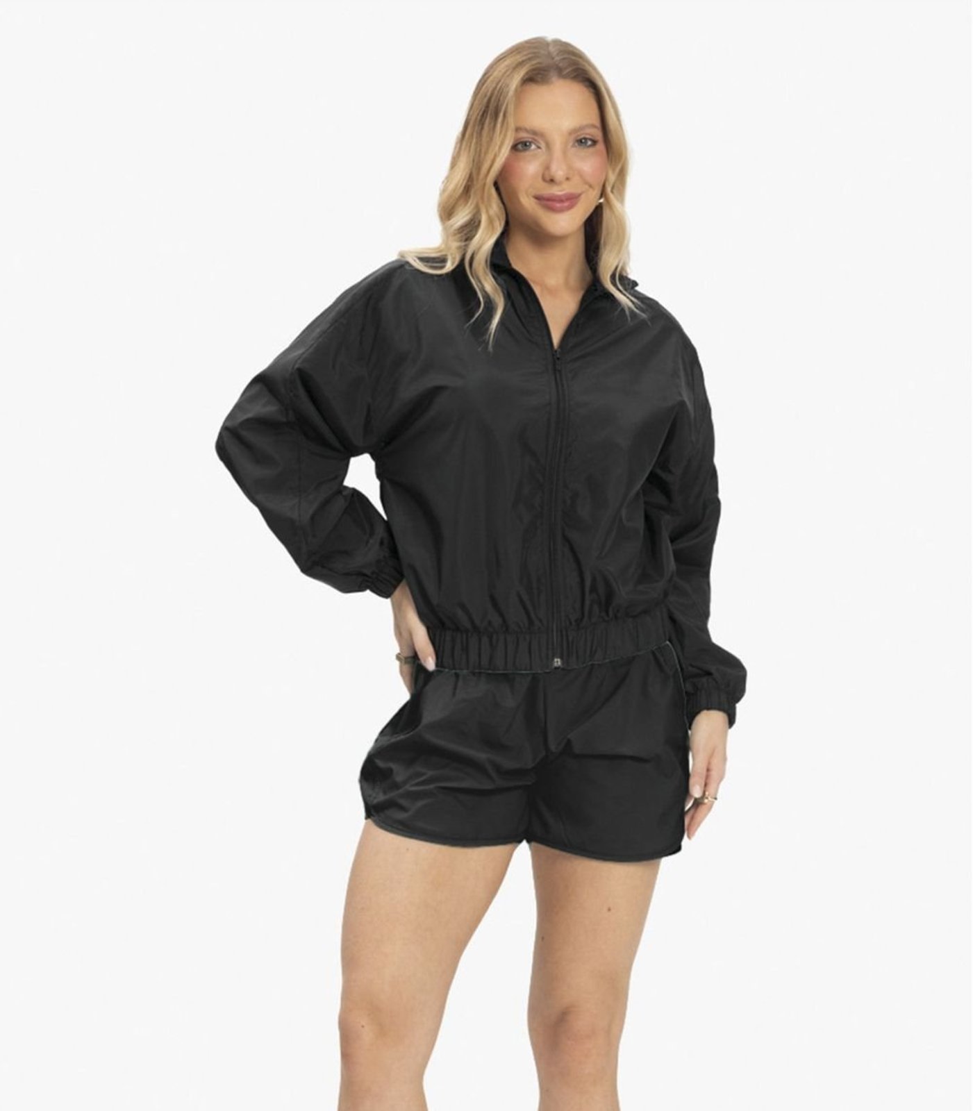 Shorts Feminino Running Tecido Corta Vento Rovitex Preto