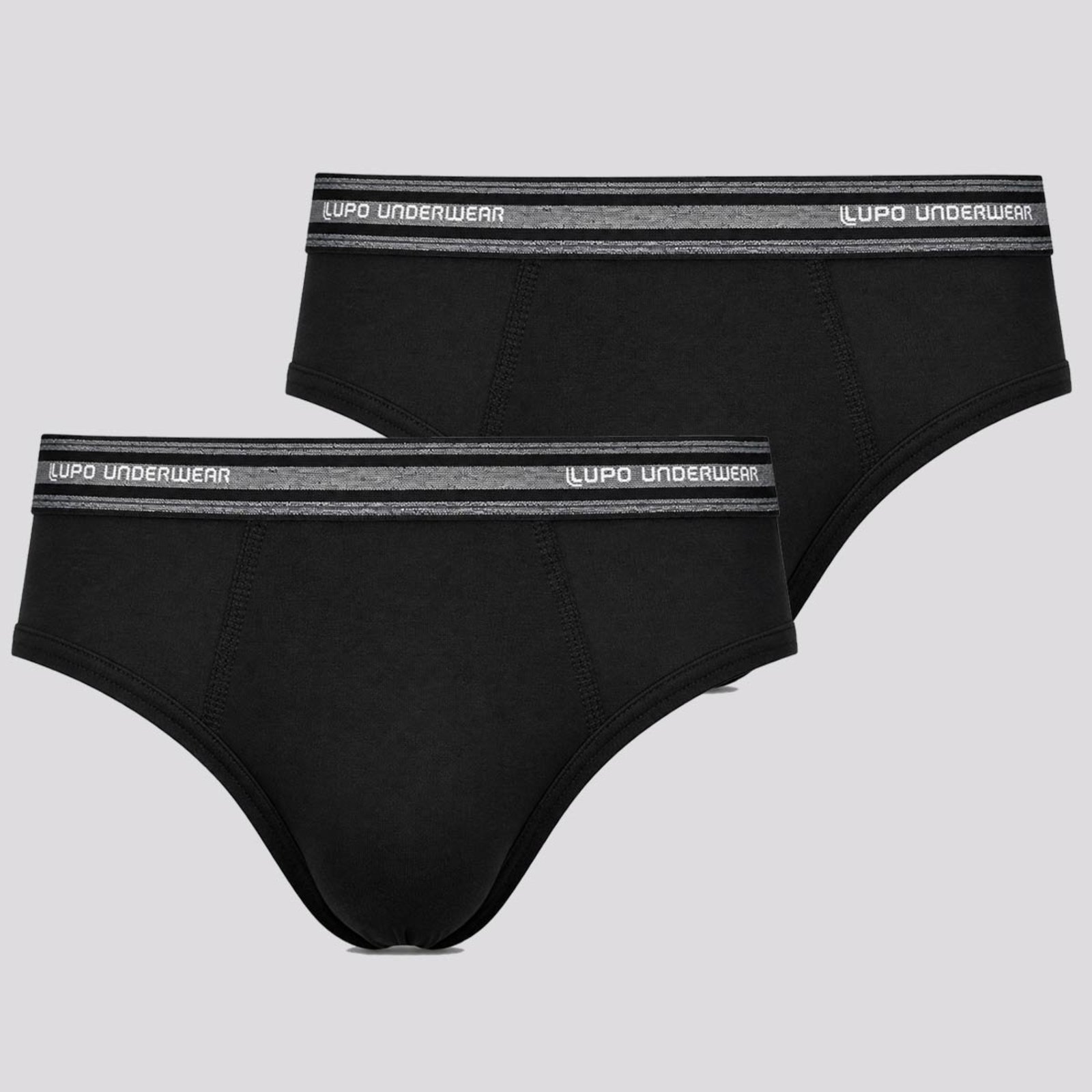 Kit 2 Cuecas Slip Lupo Com Elastano Preta