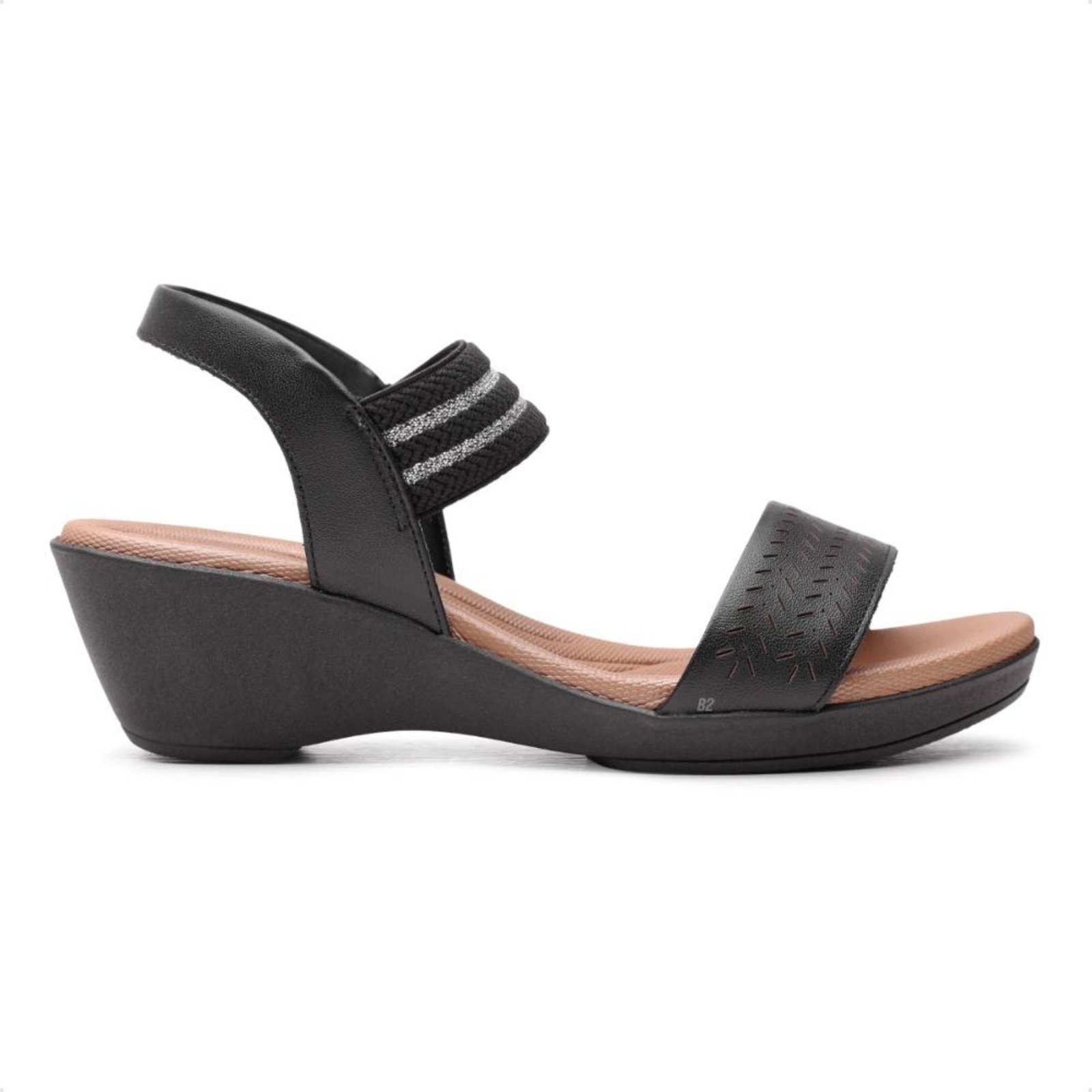 Vista 2 Sandália Usaflex Anabela Elástico Tiras Feminina preto Usaflex preto