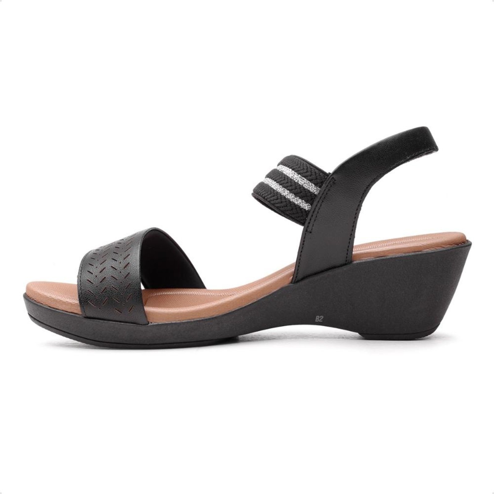 Vista 3 Sandália Usaflex Anabela Elástico Tiras Feminina preto Usaflex preto