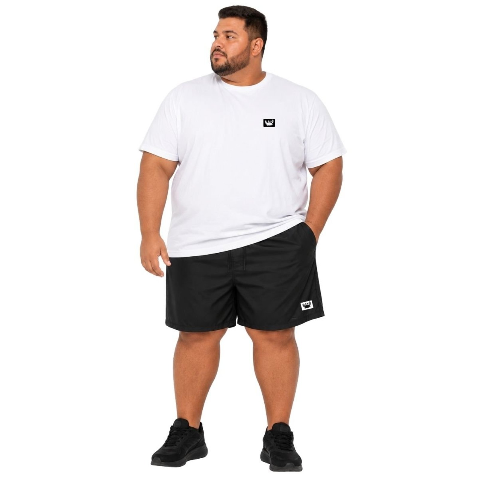 Conjunto Masculino Plus Size Camiseta Algodão + Short Tactel
