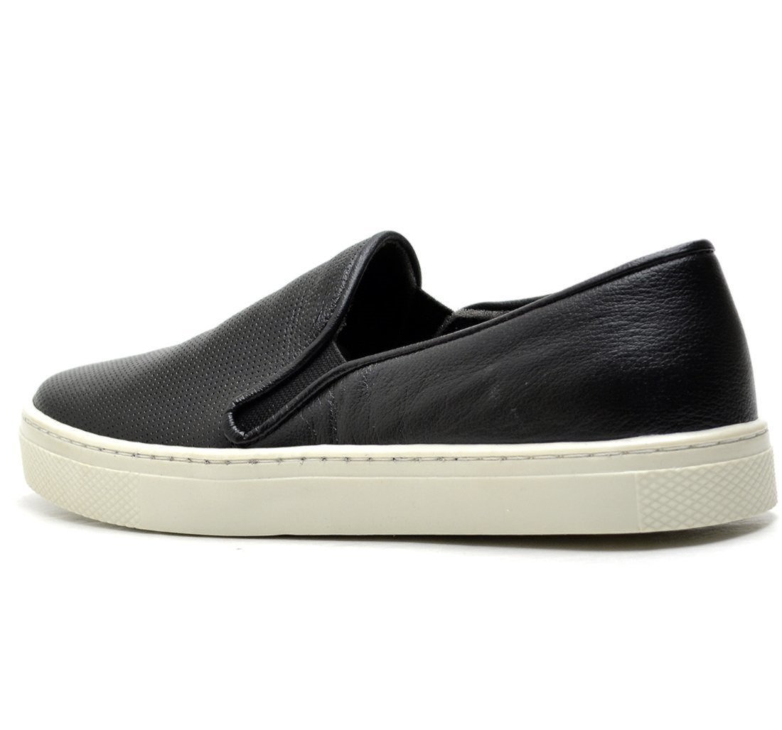 Vista 3 Tênis Slip on Casual Iate Nine4 Couro Legítimo Estampa diamante preto Nine4 preto