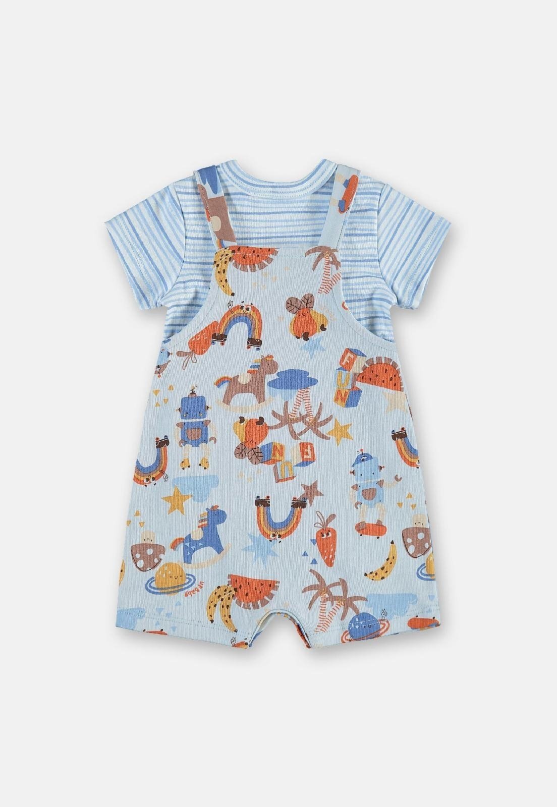 Vista 3 Infantil - Conjunto Comfy Body Jardineira Up Baby azul Up Baby azul