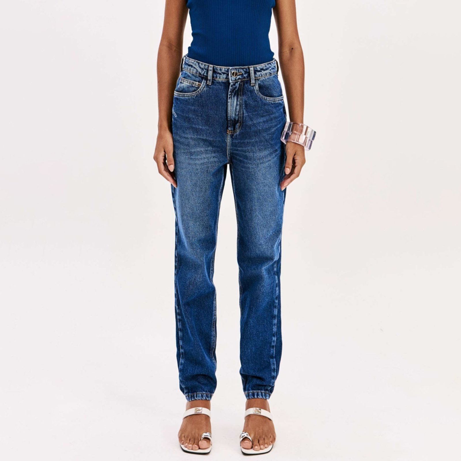 Calça Jeans Easy Lança Perfume Mom Sh Pr26 Azul Feminino