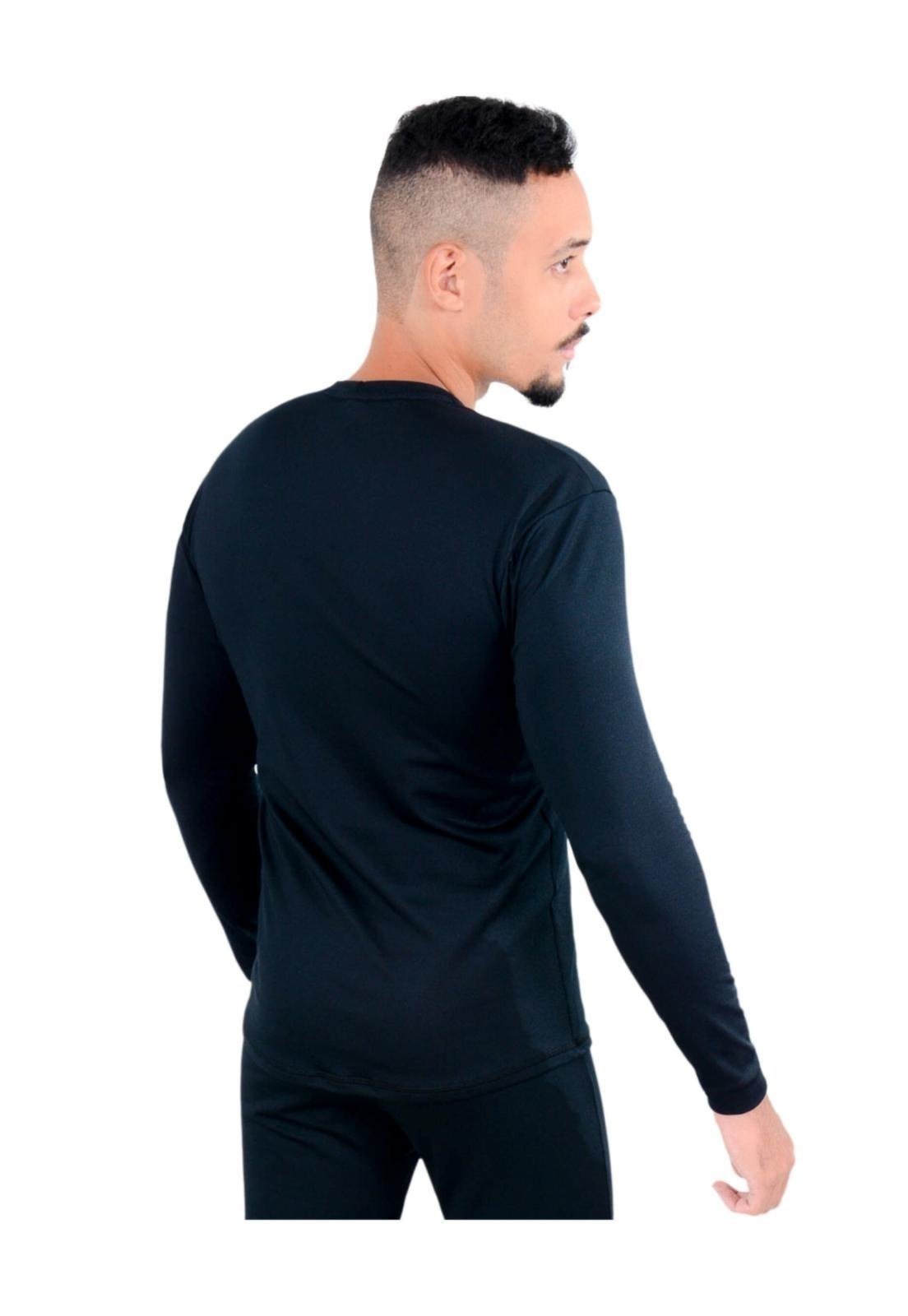 Vista 3 Camisa Térmica RT Frio Extremo Masculina Segunda Pele 250g Peluciada com Fleece Inverno Viagem Neve Moto Esportes Outdoor Roupas Térmicas preto Roupas Térmicas preto