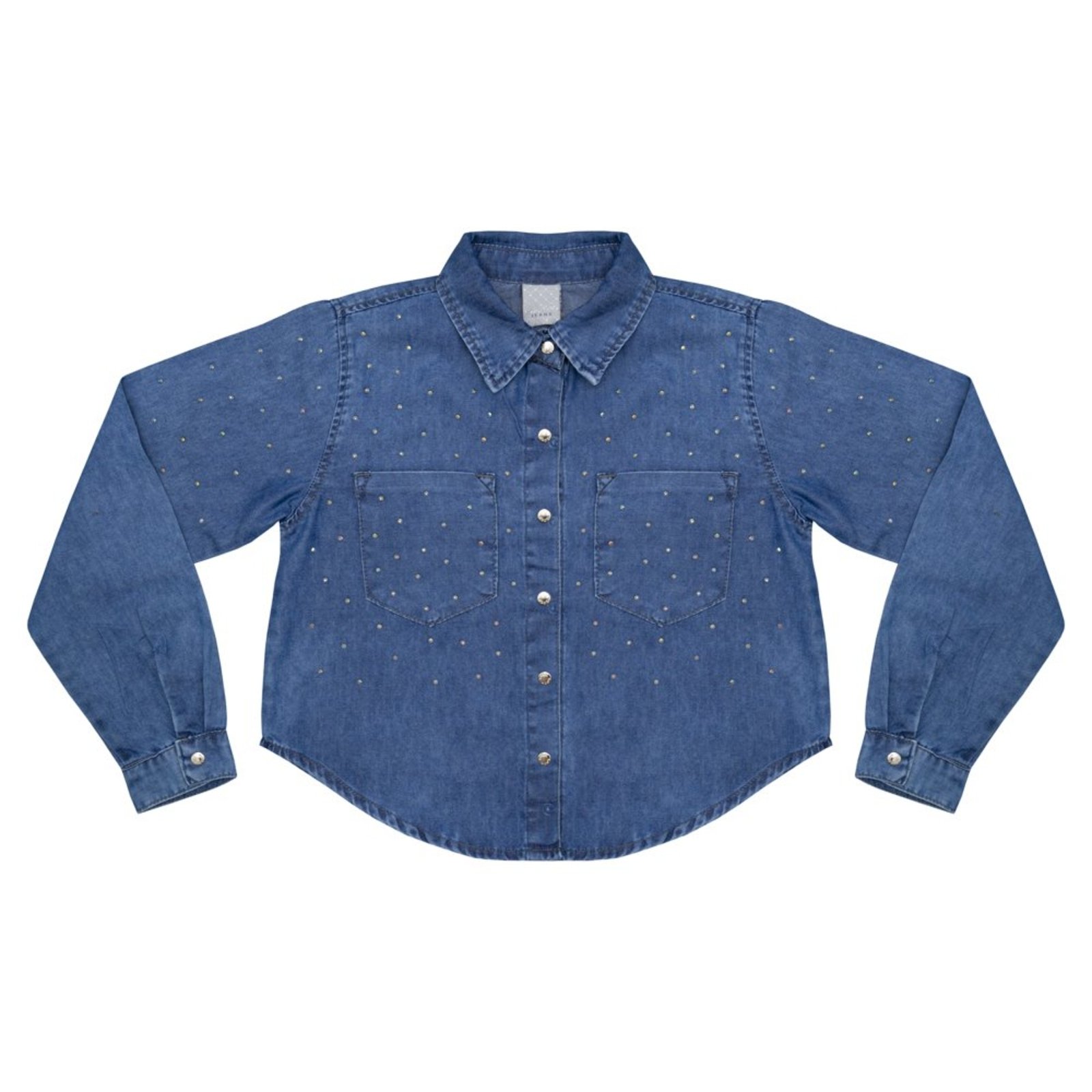 Infantil - Camisa Juvenil Look Jeans Cropped Jeans