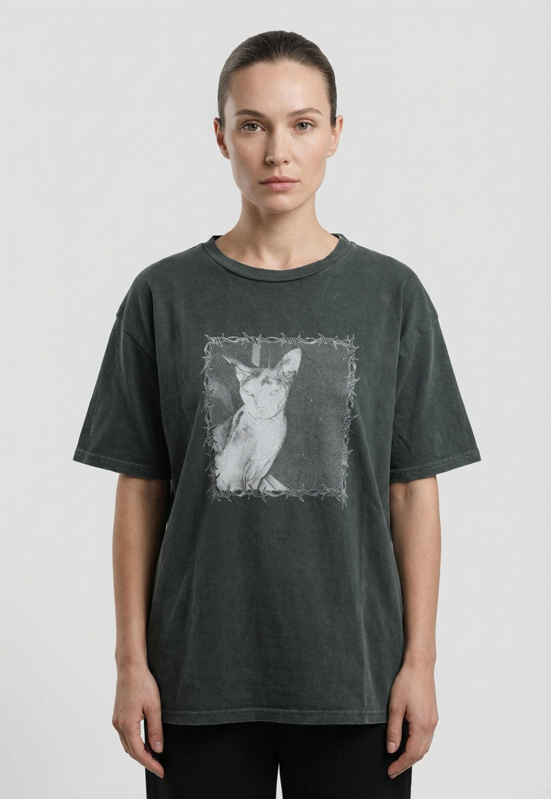 Vista 2 Camiseta Feminina Vans Knit Estampa Gato verde Vans verde