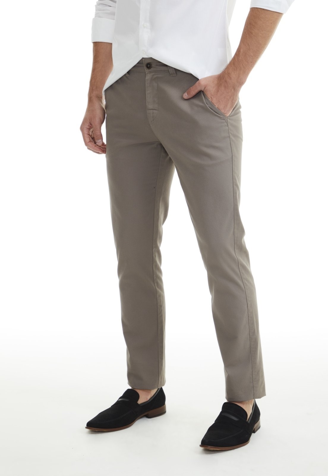Calça Sarja Traymon Chino Regular Kaki