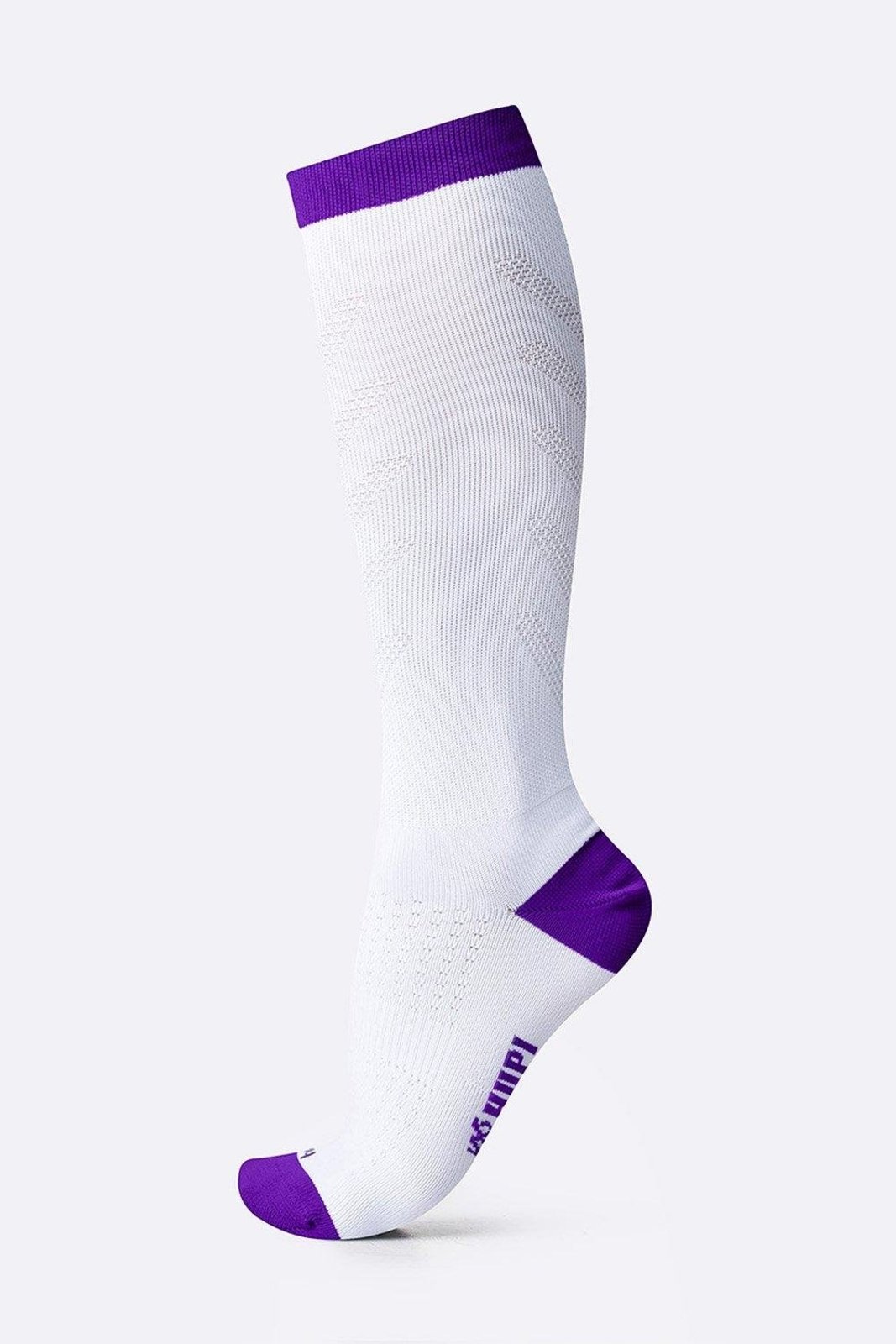 Meia HUPI Air Longa Branco e Roxo Branco