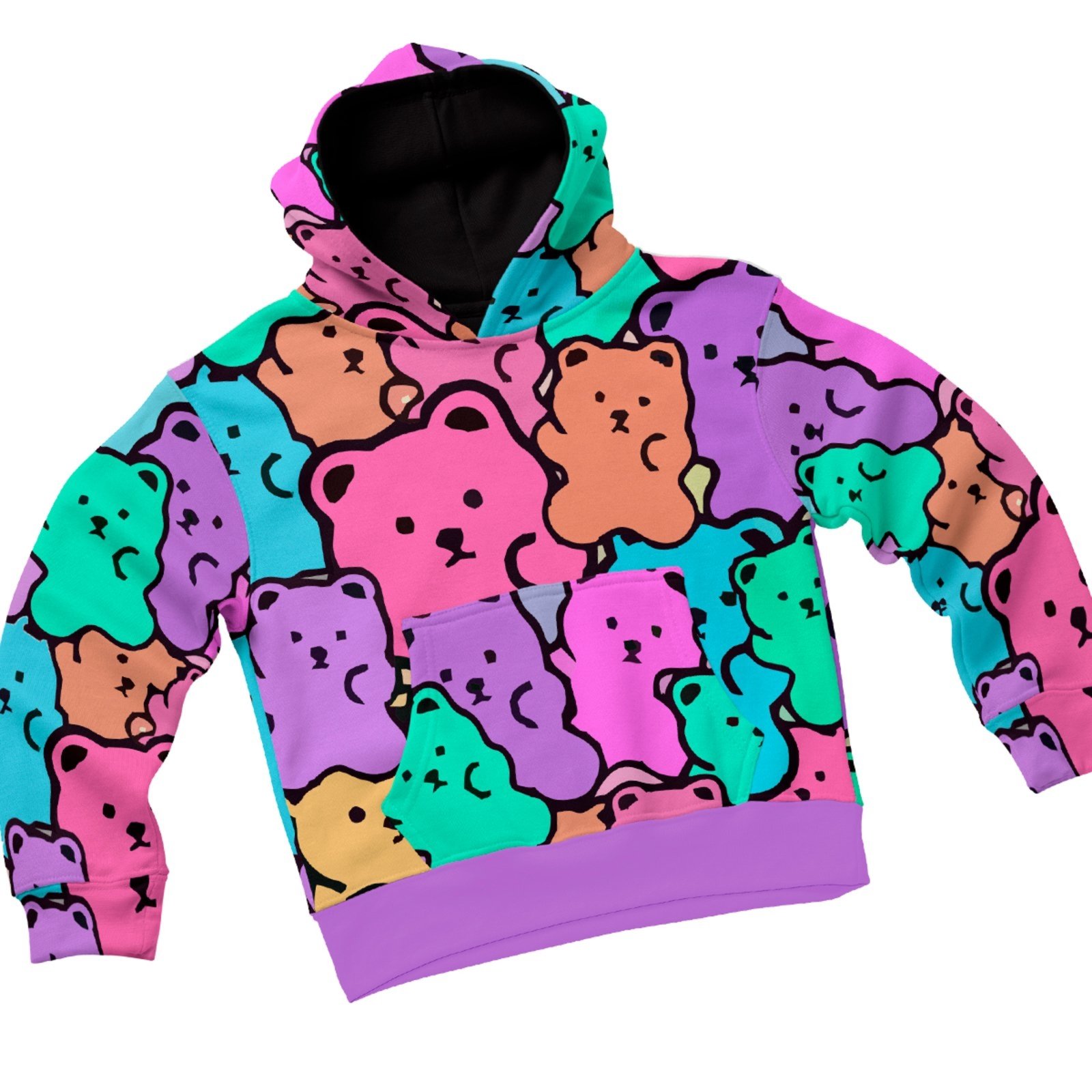 Infantil – Moletom Masculino Feminino Capuz e Bolso Personagem Carinhosos Ursinhos Coloridos