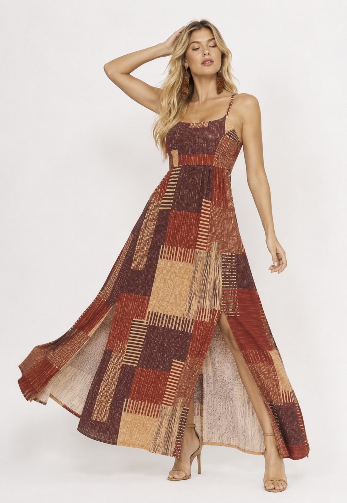 Vestido Amazonia Vital Curto Malha Ombro a Ombro Mullet Amplo Tramas do Sol