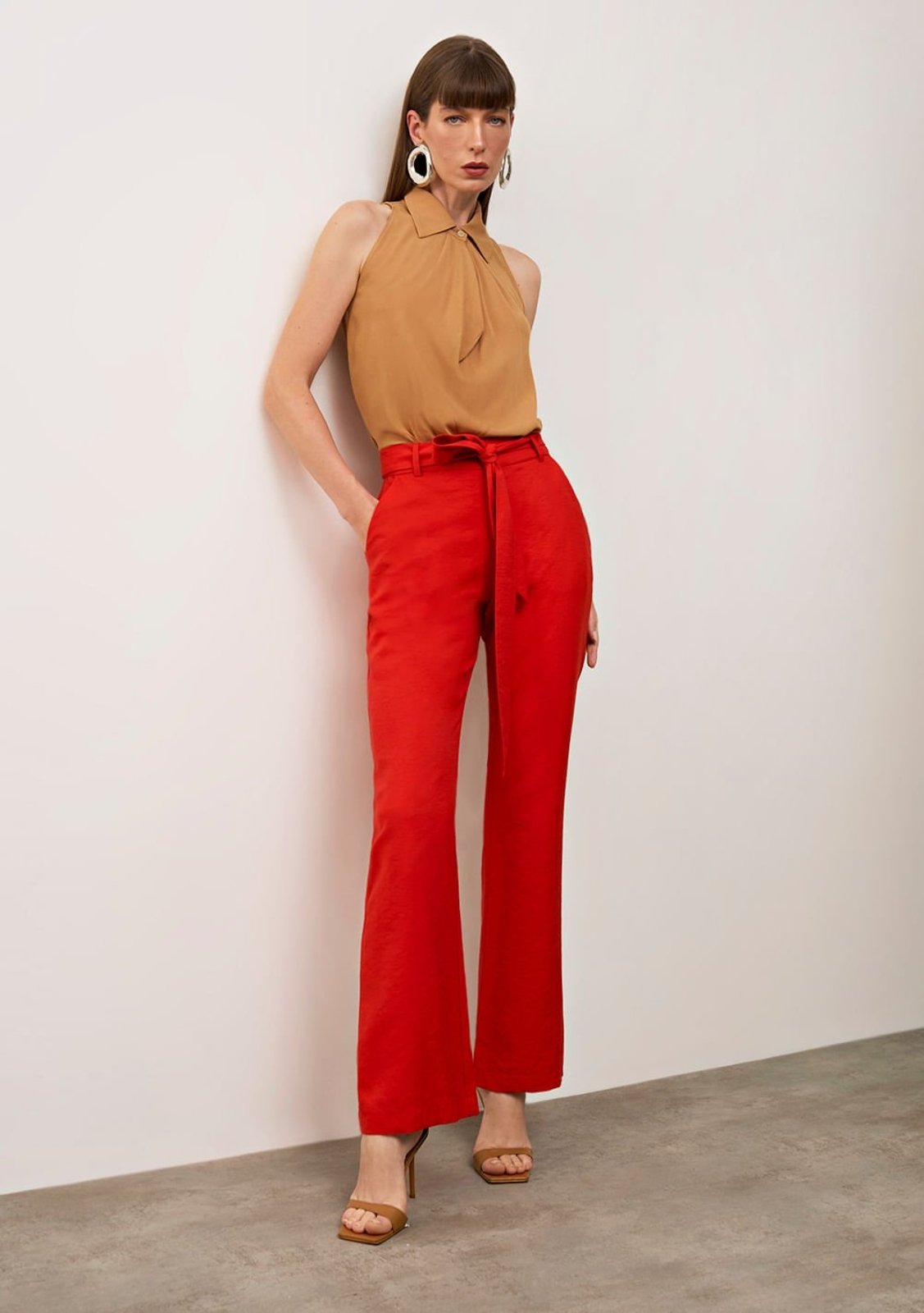 Calça Iódice Boot Cut Alta Vermelho