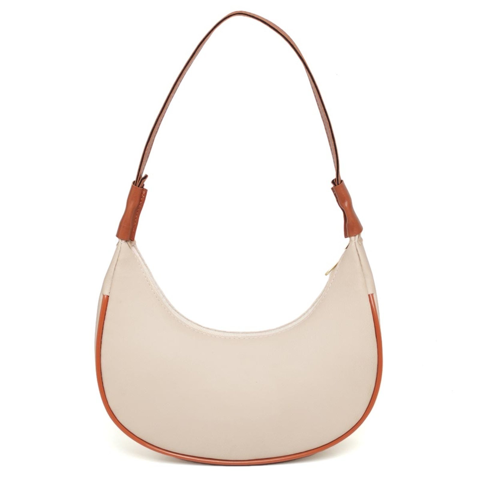 Vista 2 Bolsa Feminina Casual Anna Andrade Bolsa Meia Lua Cluth De Ombro Tendência Marfim e bege/caramelo Anna Andrade bege/caramelo