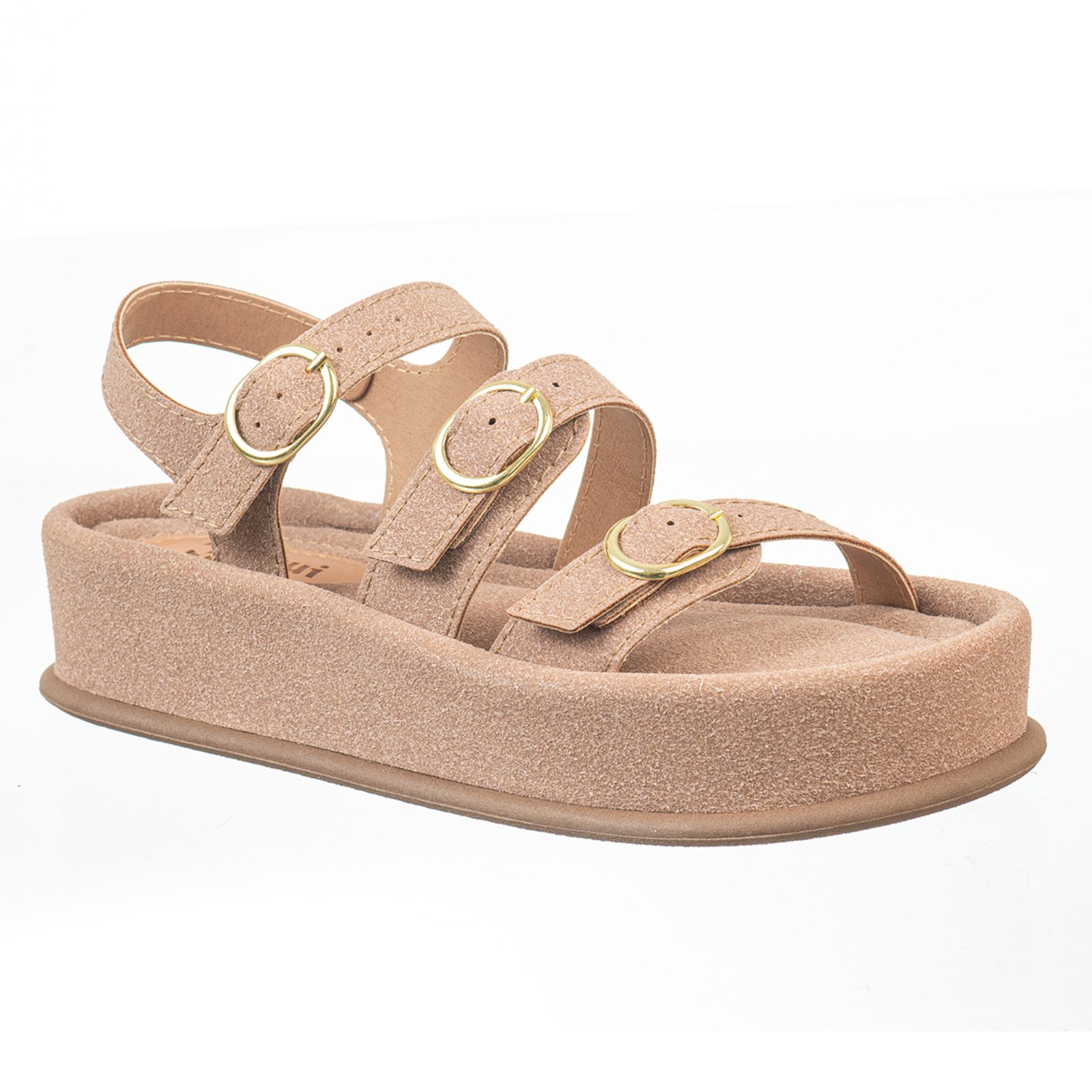 Sandália Feminina Anabela Papete Flatform C/ Fivela Via Birigui Marrom