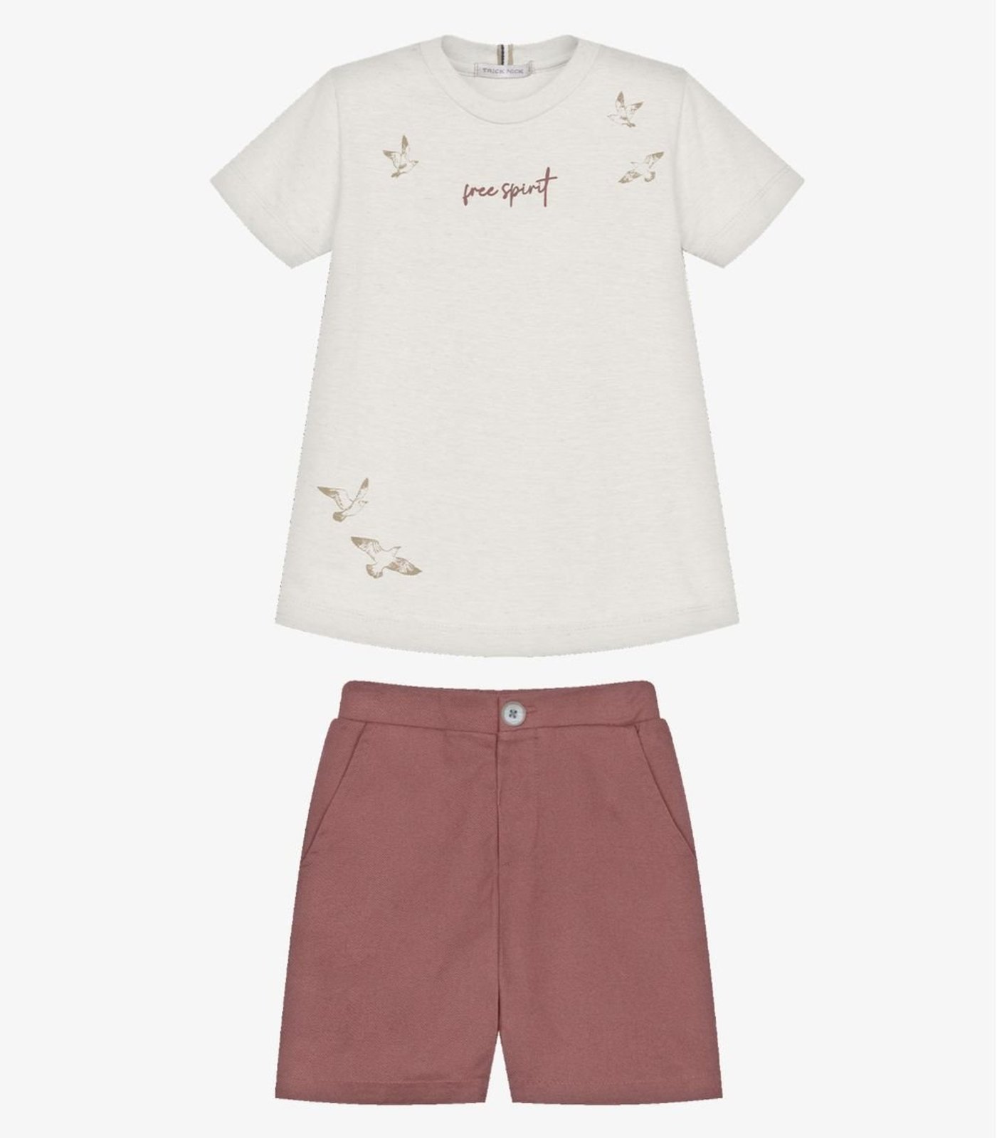 Infantil - Conjunto Camiseta Com Bermuda Trick Nick Bege