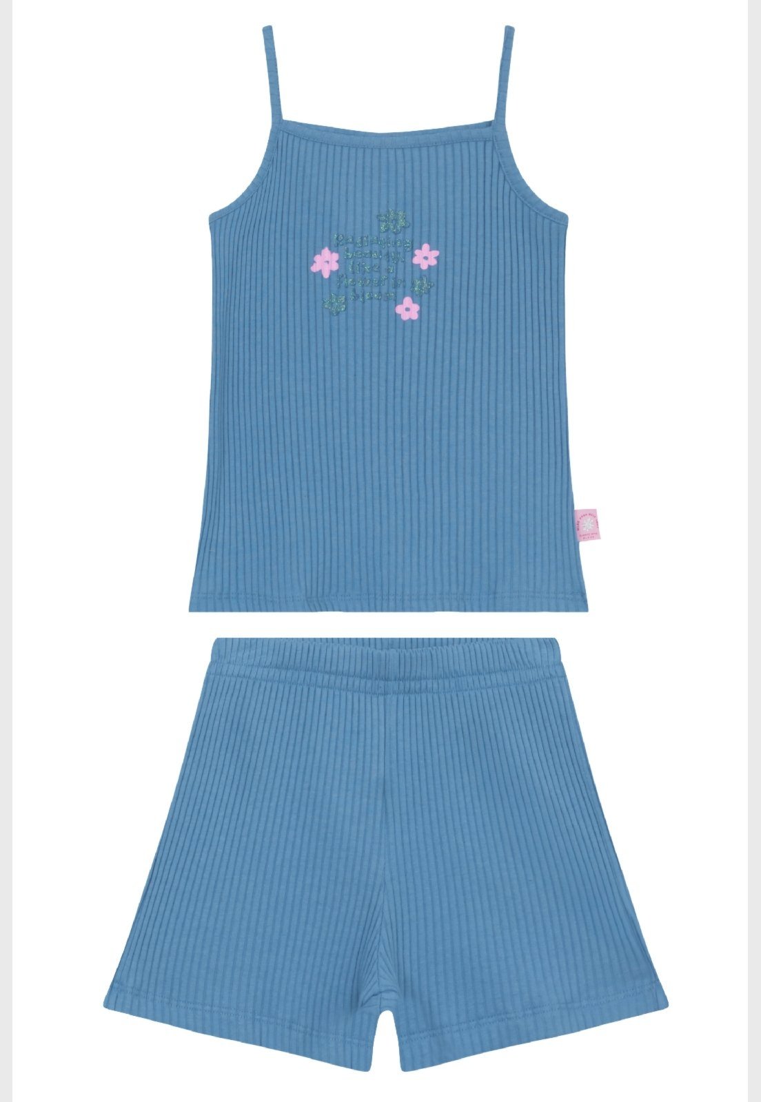 Vista 3 Infantil - Conjunto em Ribana Canelada Menina com Regata e Short Guloseima roxo GULOSEIMA roxo